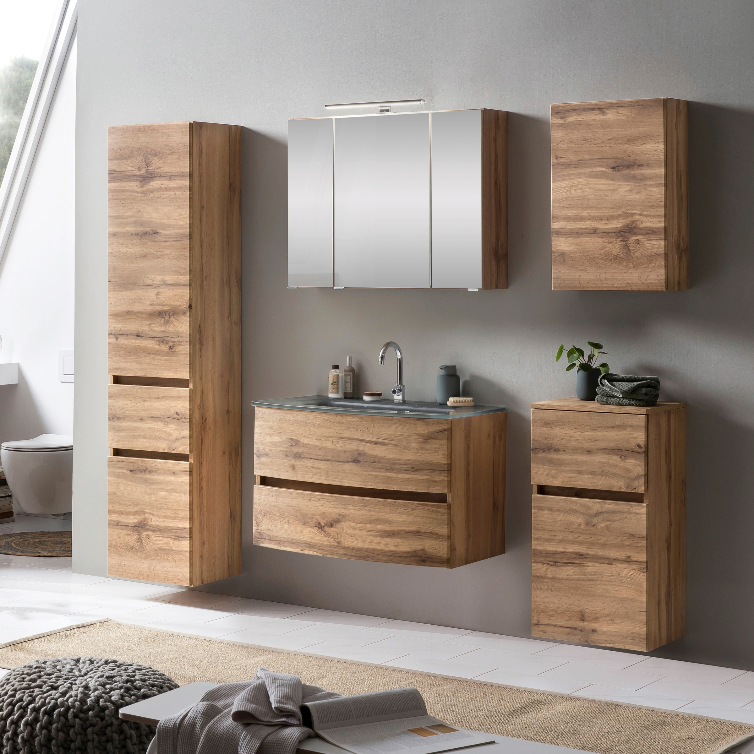 welltime Badezimmer-Set "Kaunas" Set, 5 Stk. tlg. bestehend aus Waschtisch- günstig online kaufen