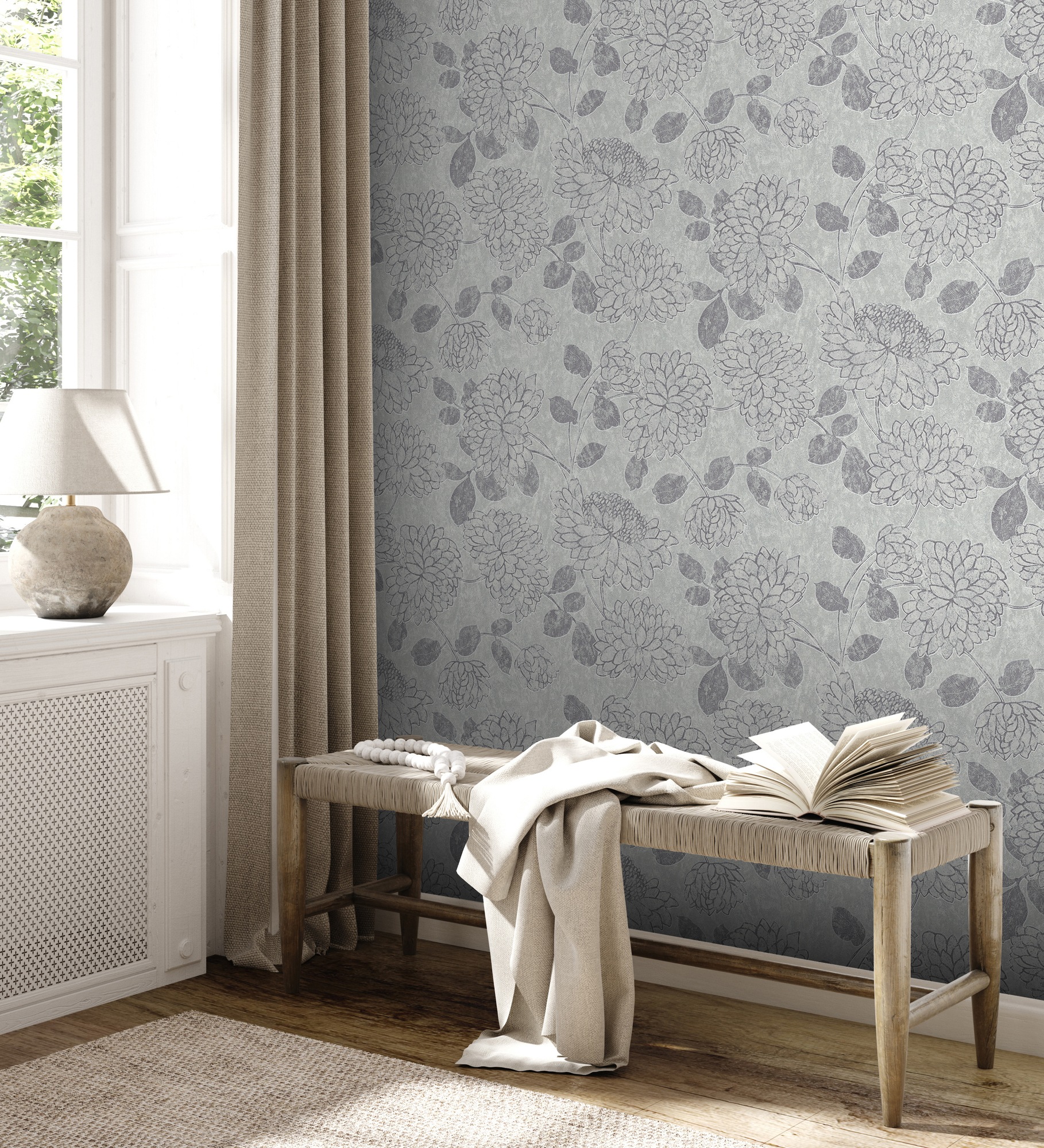 A.S. Création Vliestapete »Attractive 2 Blumentapete«, leicht glänzend-gemustert-abstrakt, Floral Blumentapete glatt Tapeten Wohnzimmer Schlafzimmer Design Optik