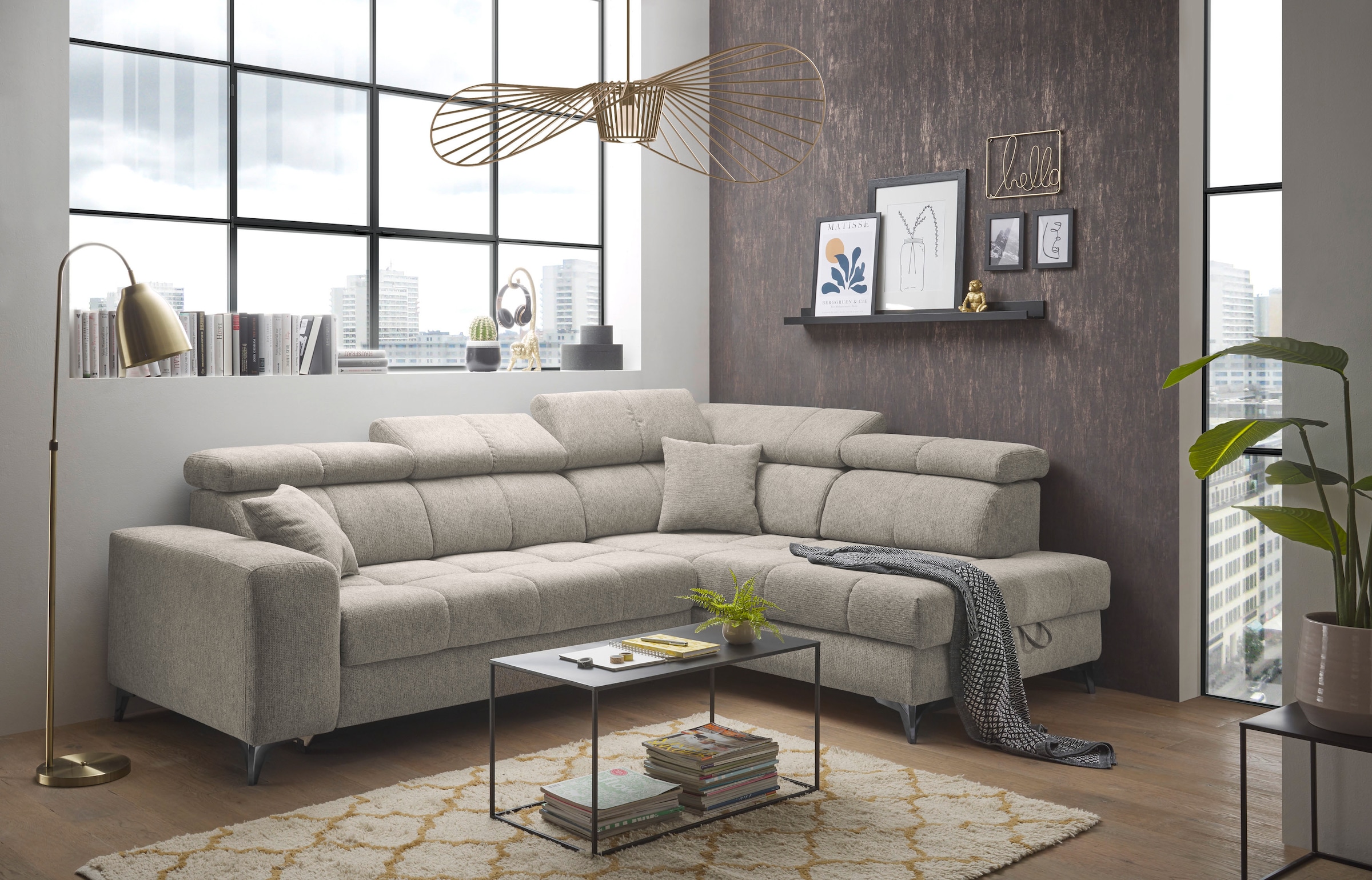 ED EXCITING DESIGN Ecksofa "Sydney L-Form", mit Bettfunktion, Bettkasten, K günstig online kaufen