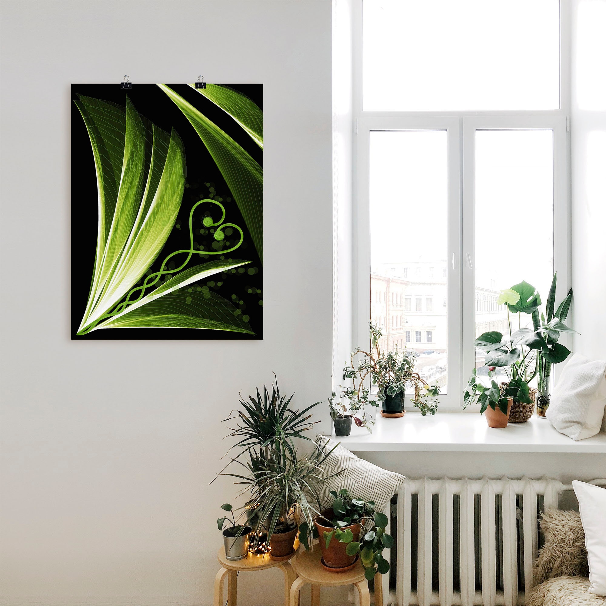 Artland Wandbild »Grünes Herzblatt dekorativ«, Leinwandbild, BAUR St.), Alubild, (1 Wandaufkleber oder Größen Poster in Bilder, bestellen als Spa | versch