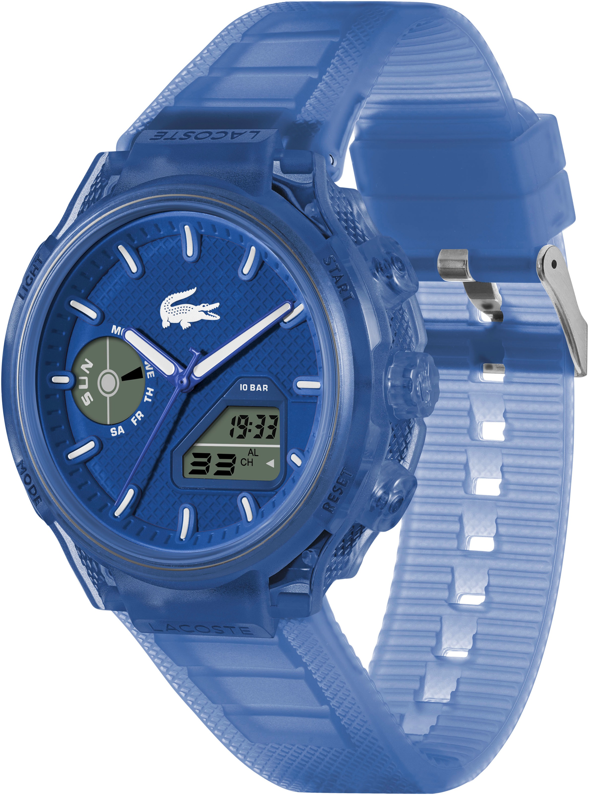 Lacoste Quarzuhr »LC33«, Armbanduhr, Herrenuhr, Silikonarmband, analog, digital, Wochentag