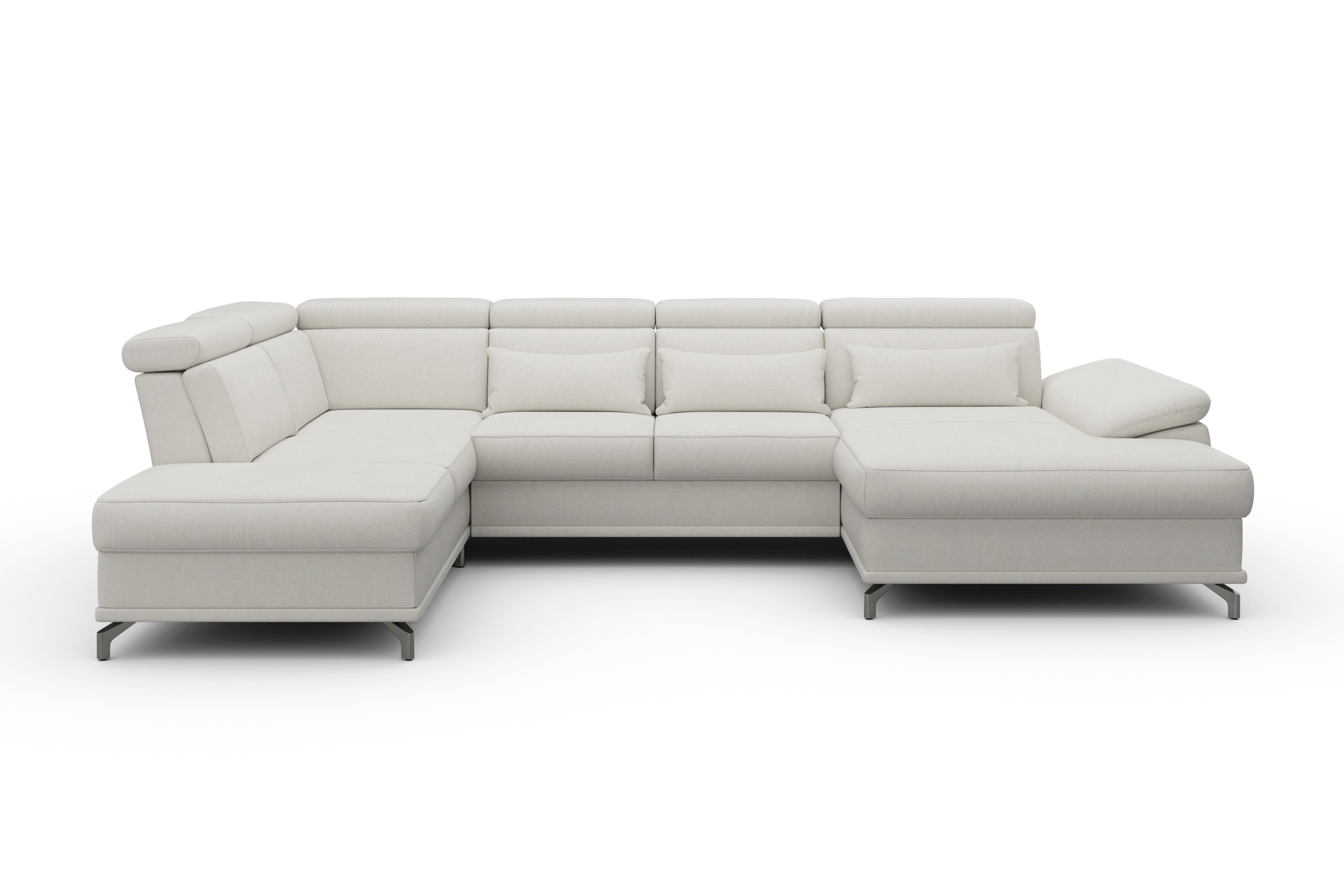 sit&more Wohnlandschaft »Cabrio U-Form, mit Sitztiefenverstellung, Arm- und Kopfteilverstellung«, 3 Nierenkissen, Federkern, optional Bettfunktion und Stauraum