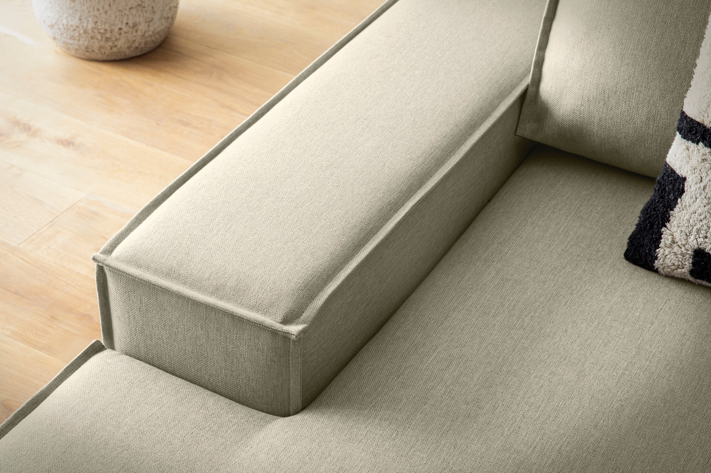 Home affaire Ecksofa »SHERWOOD, Schlafsofa in L-Form offen (275cm), Cord, Leinenoptik«, Schlaffunktion und Bettkasten, Kedernaht, hoher Sitz- & Liegekomfort