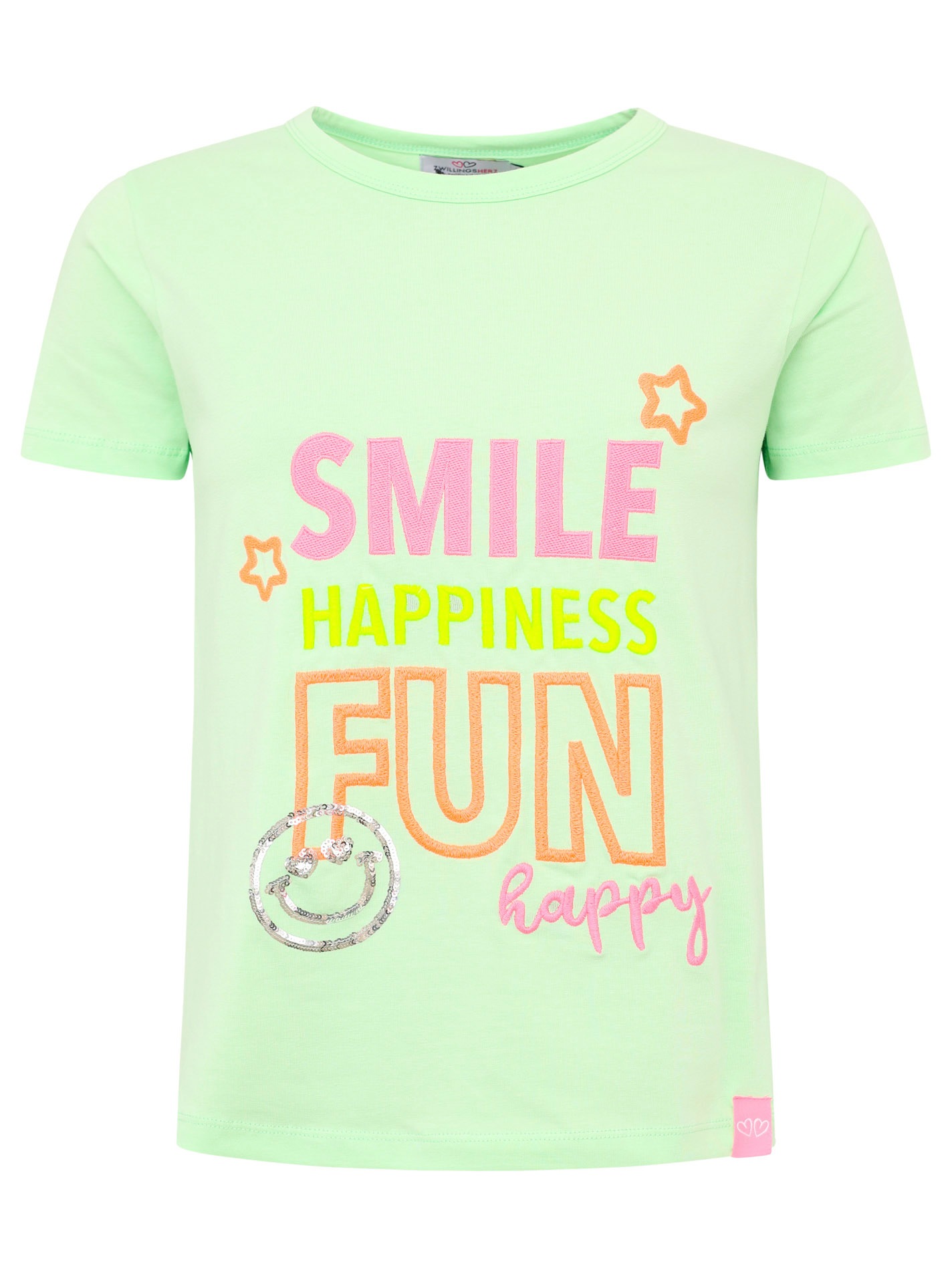Zwillingsherz T-Shirt ""Smile Happiness Fun"", Rundhalsausschnitt, bunte St günstig online kaufen