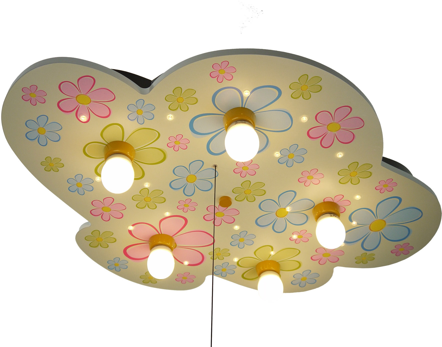niermann LED Deckenleuchte »Wolke Blumen«, 5 flammig-flammig,  Kinderzimmerlampe. Wolke, Bunte Blumen | BAUR