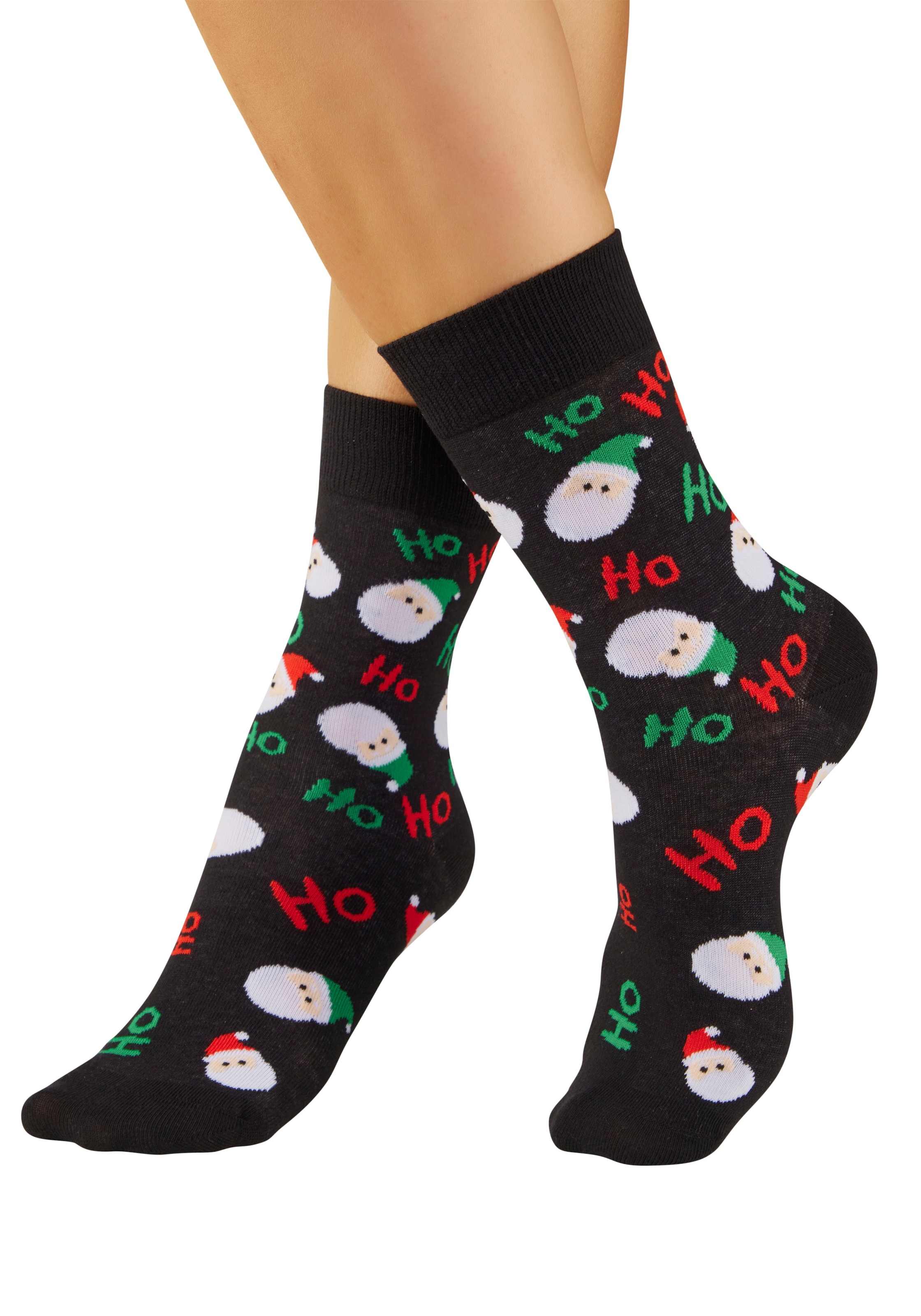 H.I.S Freizeitsocken »Damen Weihnachtssocken« Packung, 3 Paar tlg. mit lustigen Weihnachtsmotiven