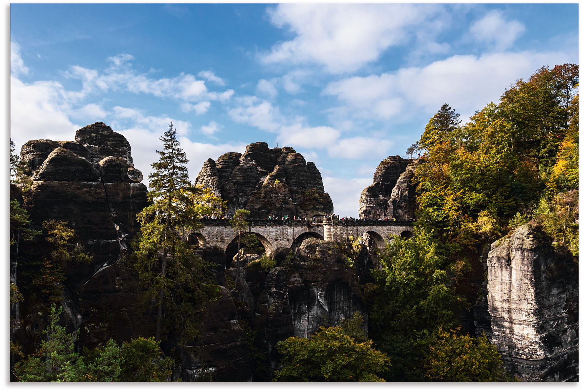 Artland Alu-Dibond-Druck "Bastei in der Sächsische Schweiz" Berge & Alpenbilder 1 Stk. tlg. für Innen- und Außenbereich geeignet, Outdoorbild