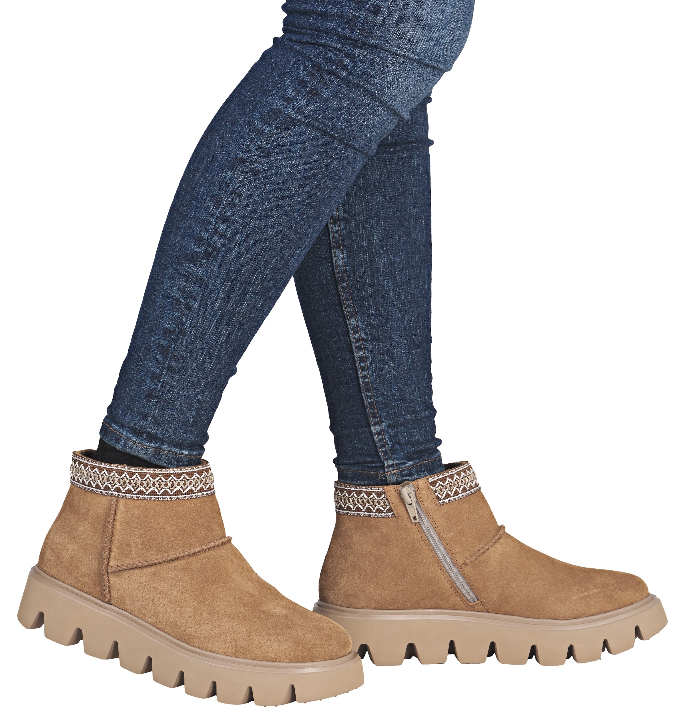 RIEKER Sport Winterboots  Plateauboots, Stiefelette mit Textileinfass im Ethno-Look