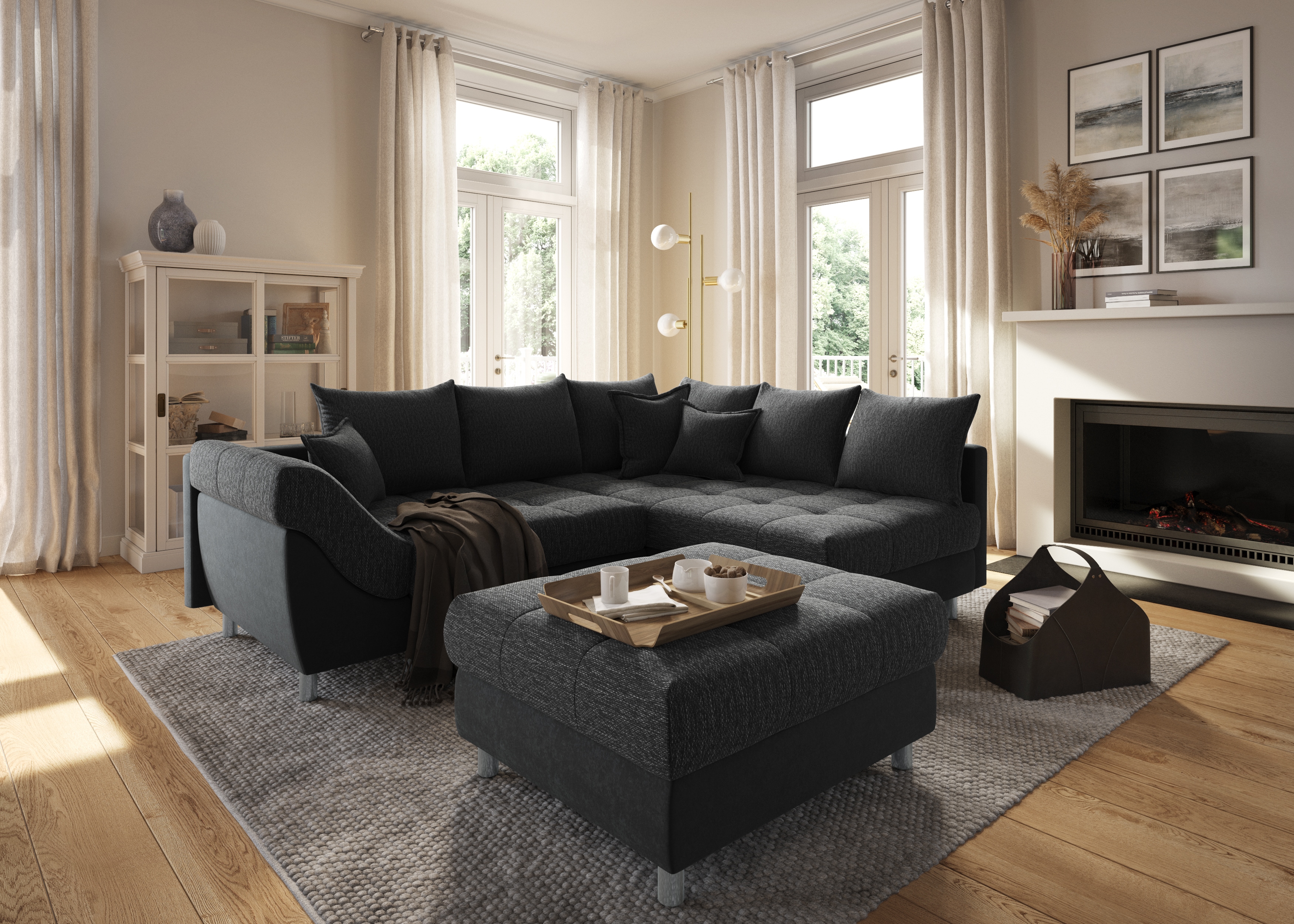 COLLECTION AB Ecksofa "Innsbruck L-Form, B: 247 cm" 3 Zierkissen, Federkern