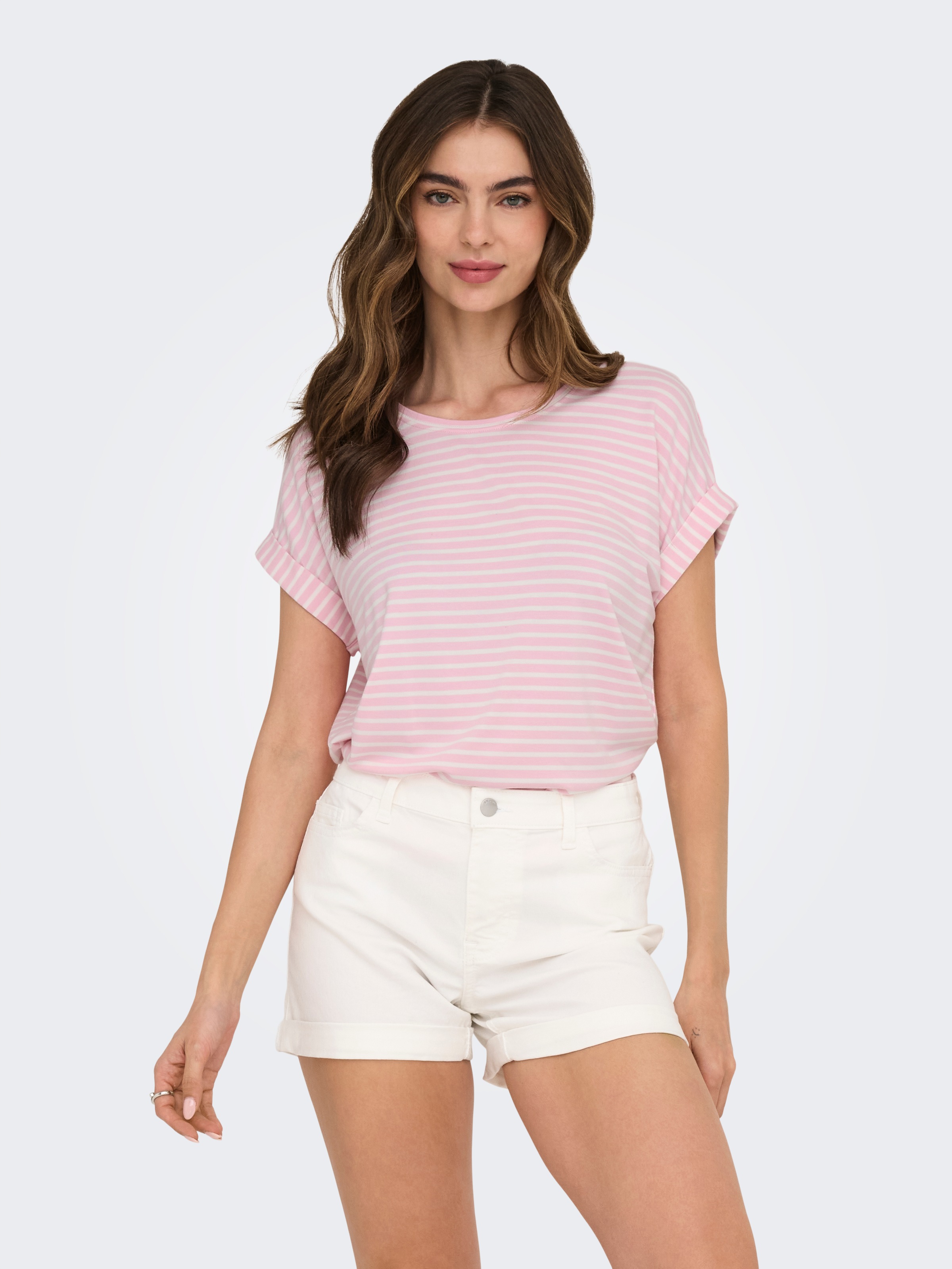 ONLY T-Shirt "ONLMOSTER STRIPE S/S O-NECK TOP JRS NOOS", mit Aufschlag am A günstig online kaufen