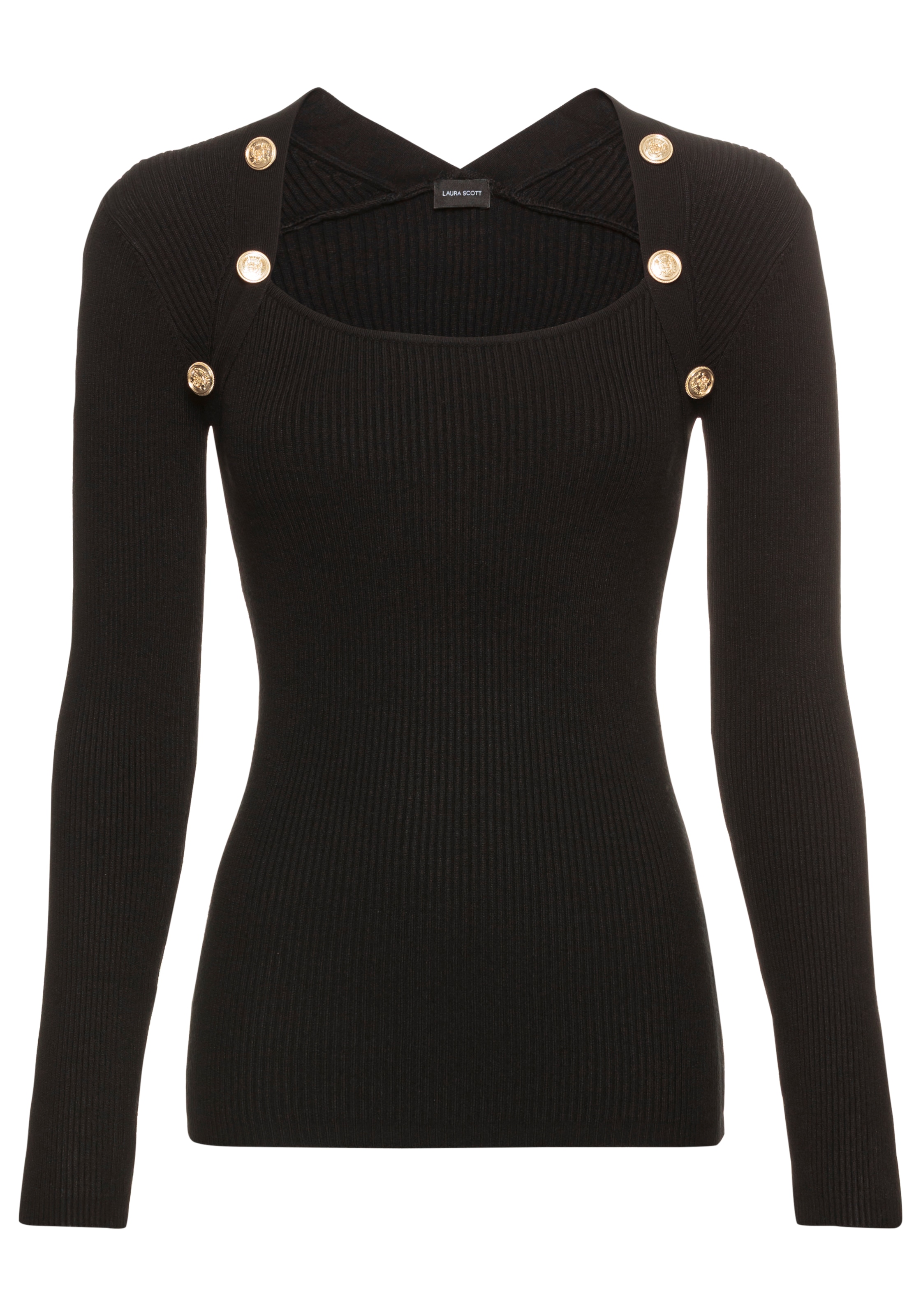 Laura Scott Strickpullover, im trendigen 2 in1-Look mit Zierknöpfen