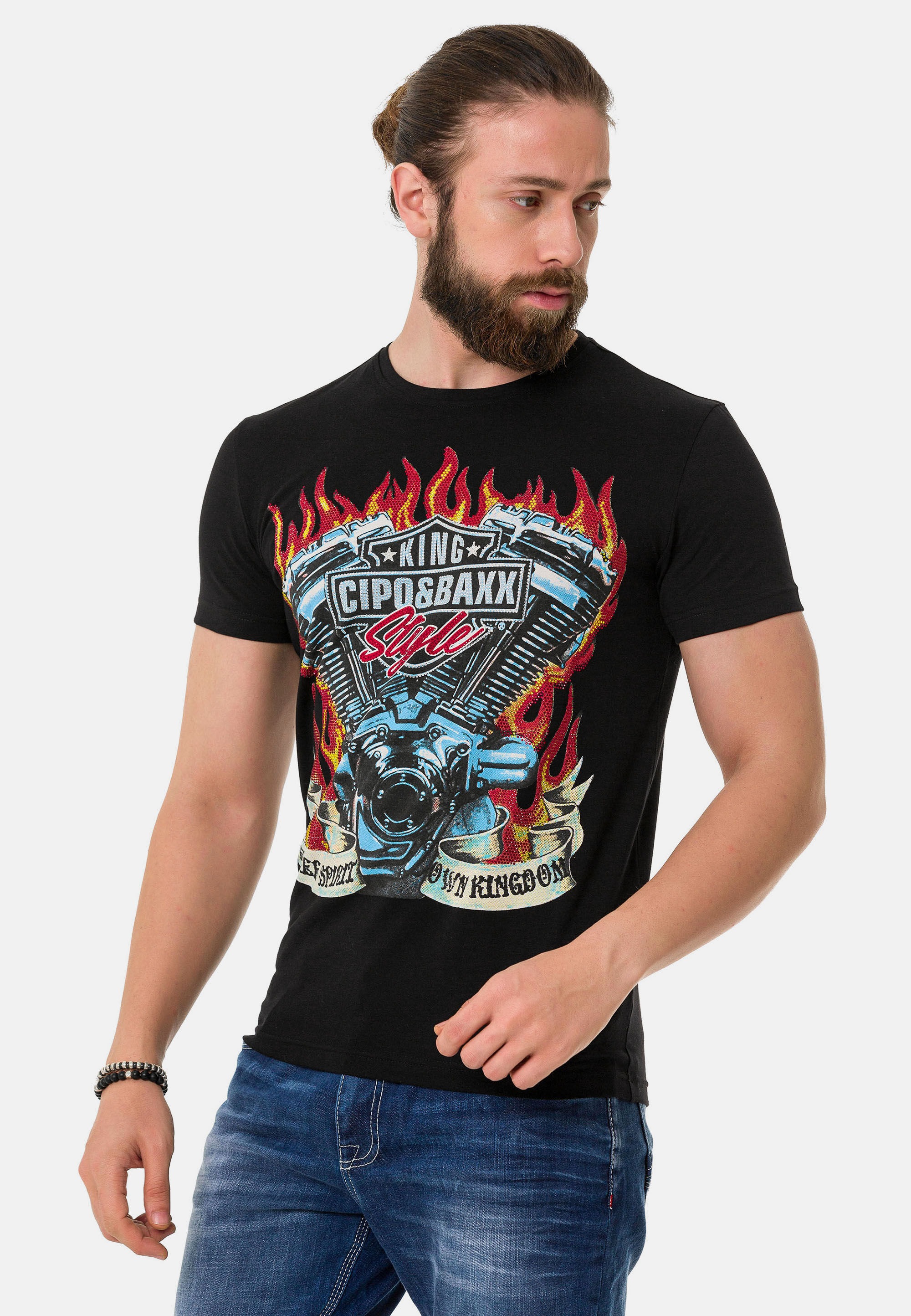 Cipo & Baxx T-Shirt »T-Shirt«, mit markantem Print