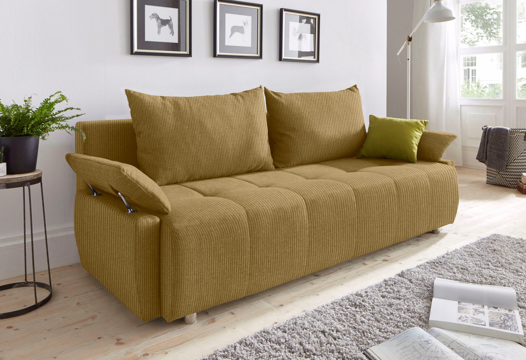 COLLECTION AB Schlafsofa "Funtastic, B: 212 cm, Liegefl. 145x187 cm, Armteilverstellung" Schlaffunktion, Bettkasten & Zierkissen, Gästebett mit Federkern