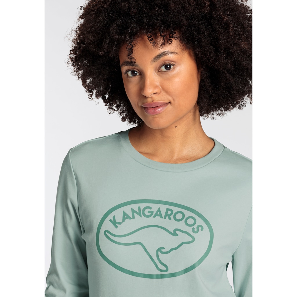 KangaROOS Sweatshirt, mit Raffung am Ärmel und Marken-Logo-Print - NEUE-KOLLEKTION