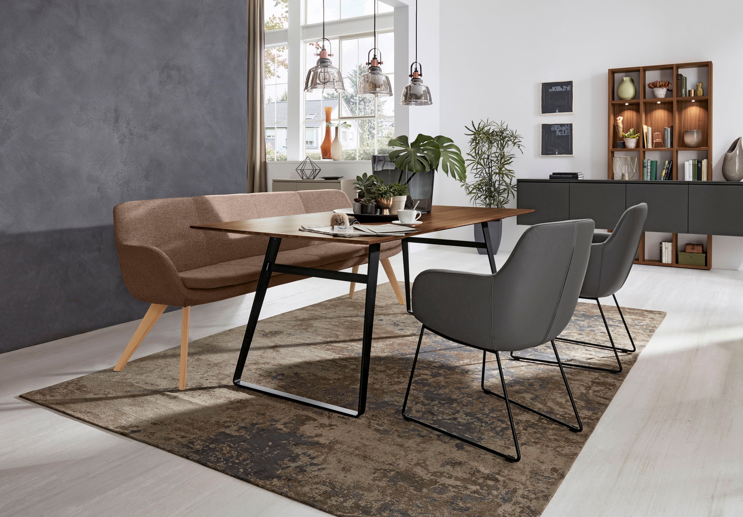 Musterring Essbank »Tavia«, Stativgestell aus Eiche bianco massiv, Breite 180, 200 oder 220 cm