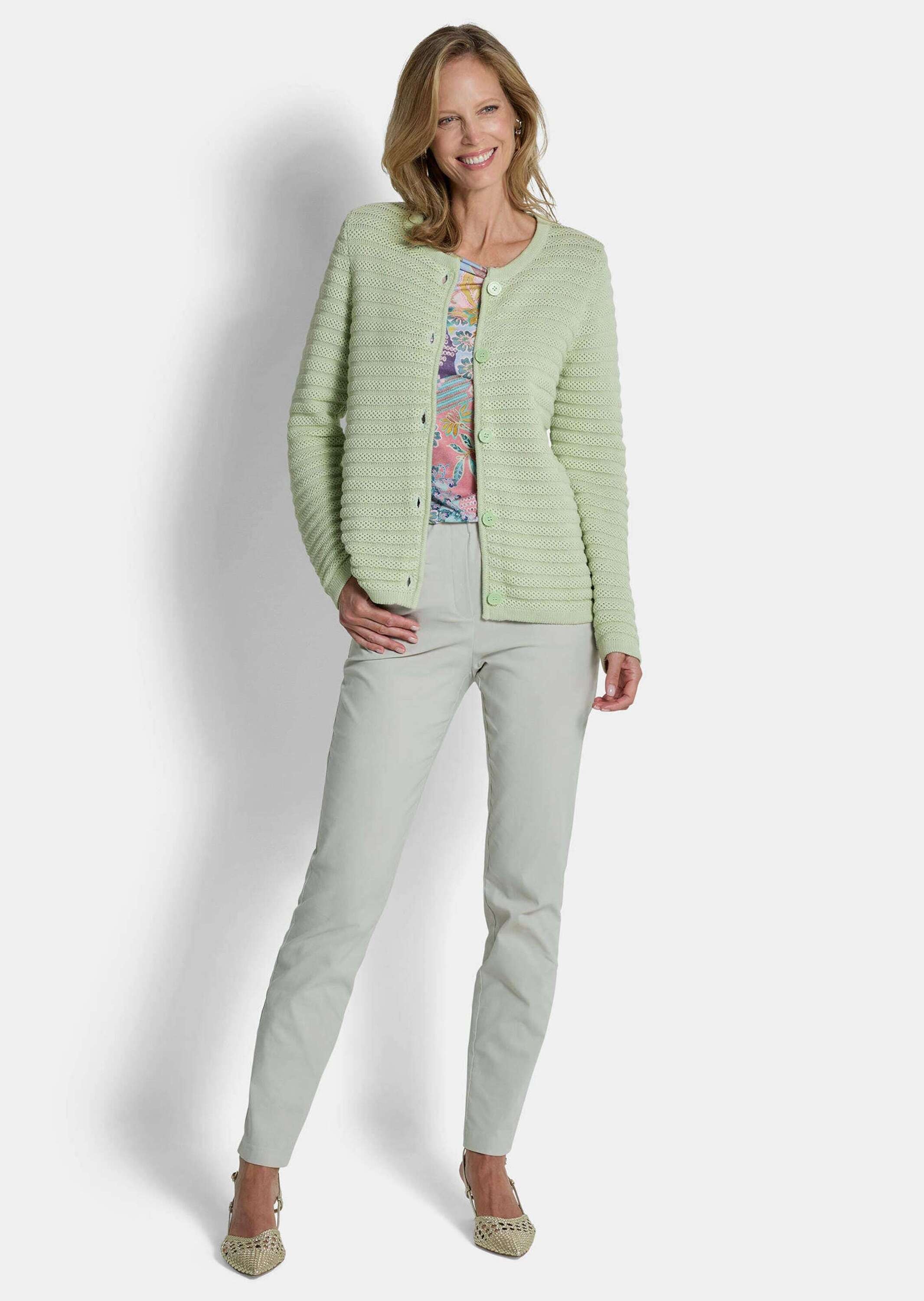 GOLDNER Strickjacke "Ajourjacke in Querrippen-Optik" modischer Strukturstri günstig online kaufen