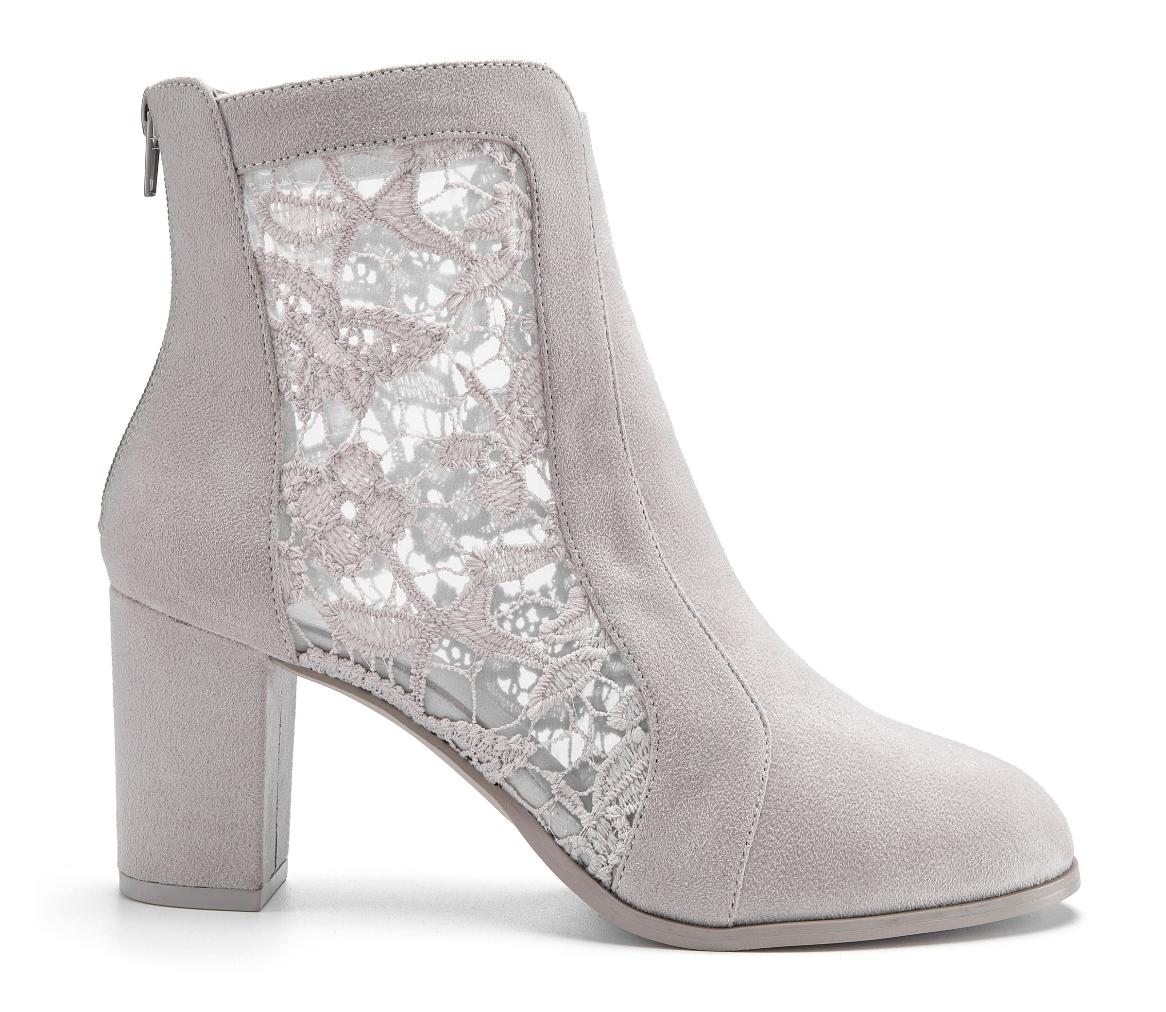 High-Heel-Stiefelette LASCANA "Ankle Boot, Stiefel", Damen, Gr. 40, grau, Obermaterial: 100% Textilmaterial. Decksohle: 100% Lederimitat. Futter: 100% Textilmaterial. Laufsohle: 100% Synthetik, unifarben, Schuhe, mit modischer Spitze und bequemen Blockabs 3