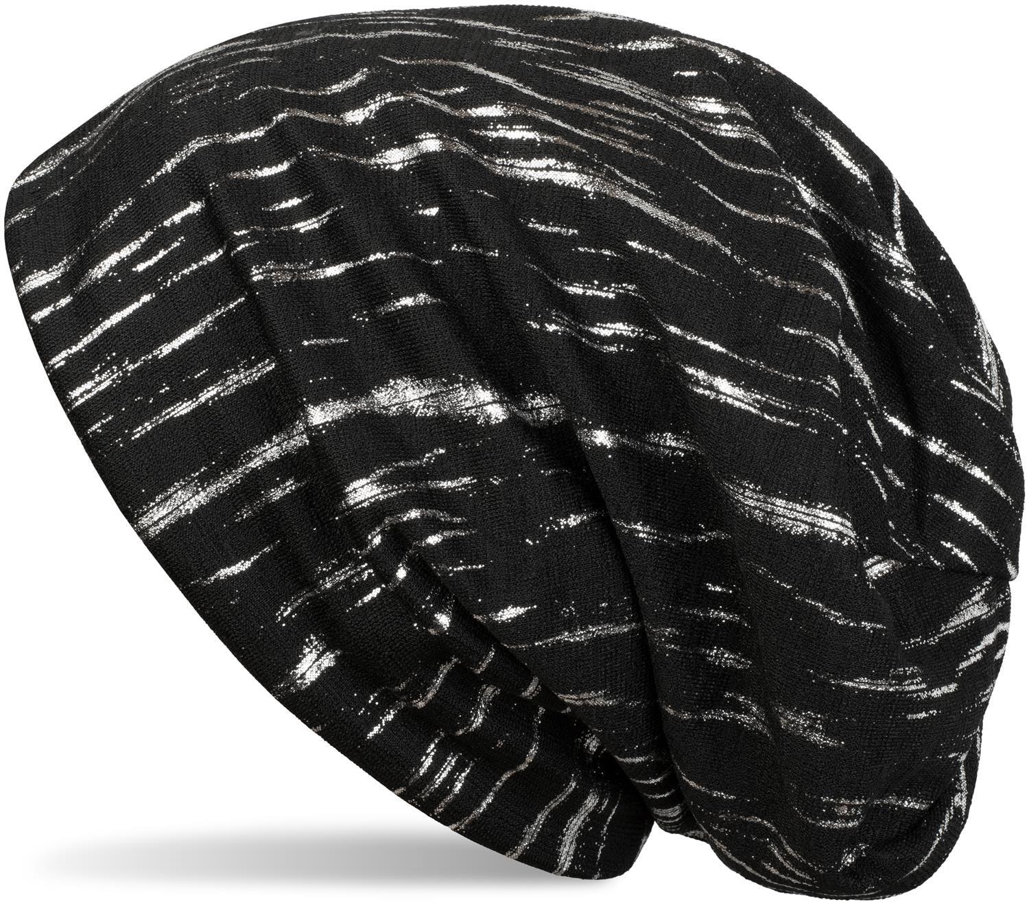 styleBREAKER Beanie "Beanie mit Metallic Streifen Print" 1 Stk.