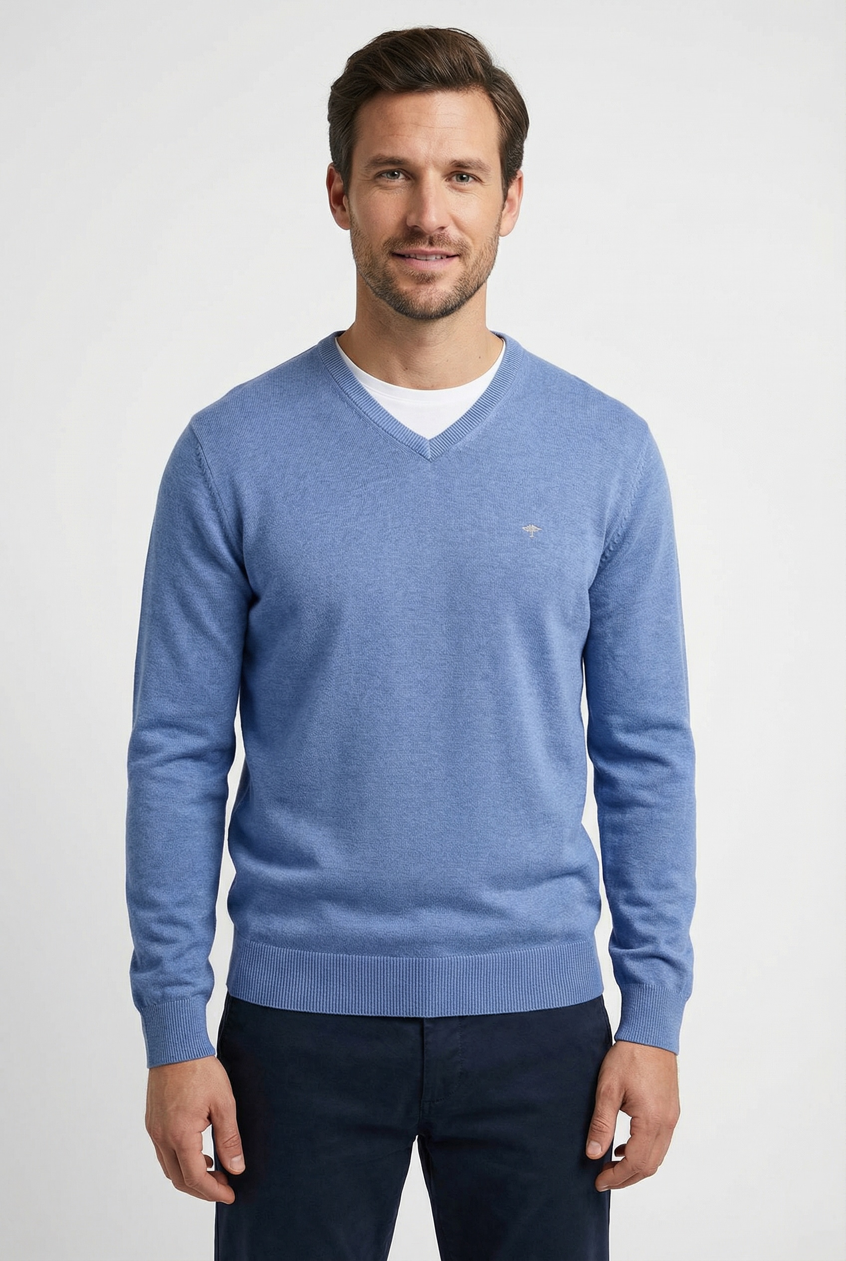 FYNCH-HATTON Strickpullover "FYNCH-HATTON Pullover mit V-Kragen" aus Baumwolle, mit V-Ausschnitt, bequeme Passform