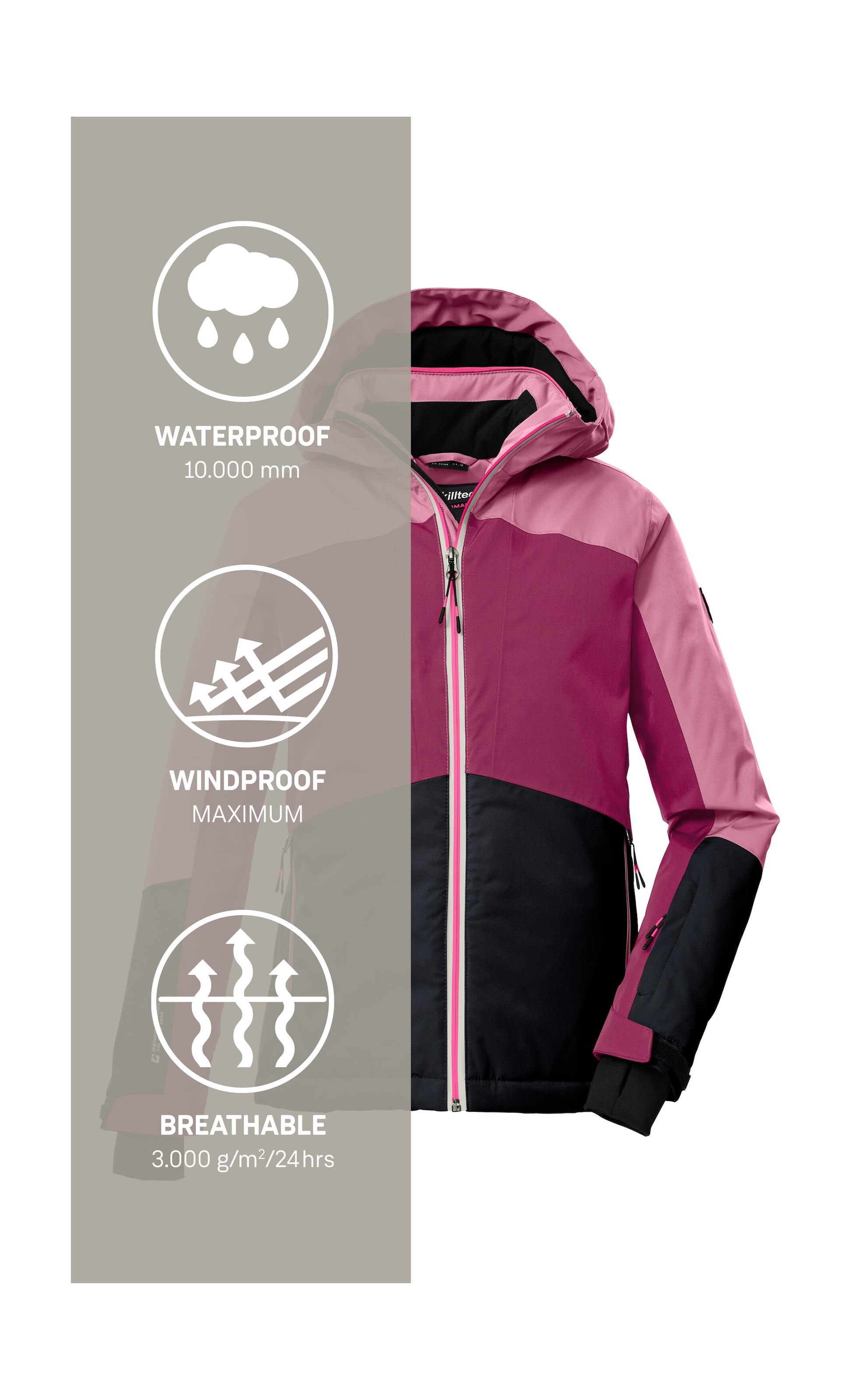 Killtec Skijacke »KSW 196 GRLS SKI JCKT« Kinder Skijacke: wasser- und winddicht, atmungsaktiv, PFAs-frei