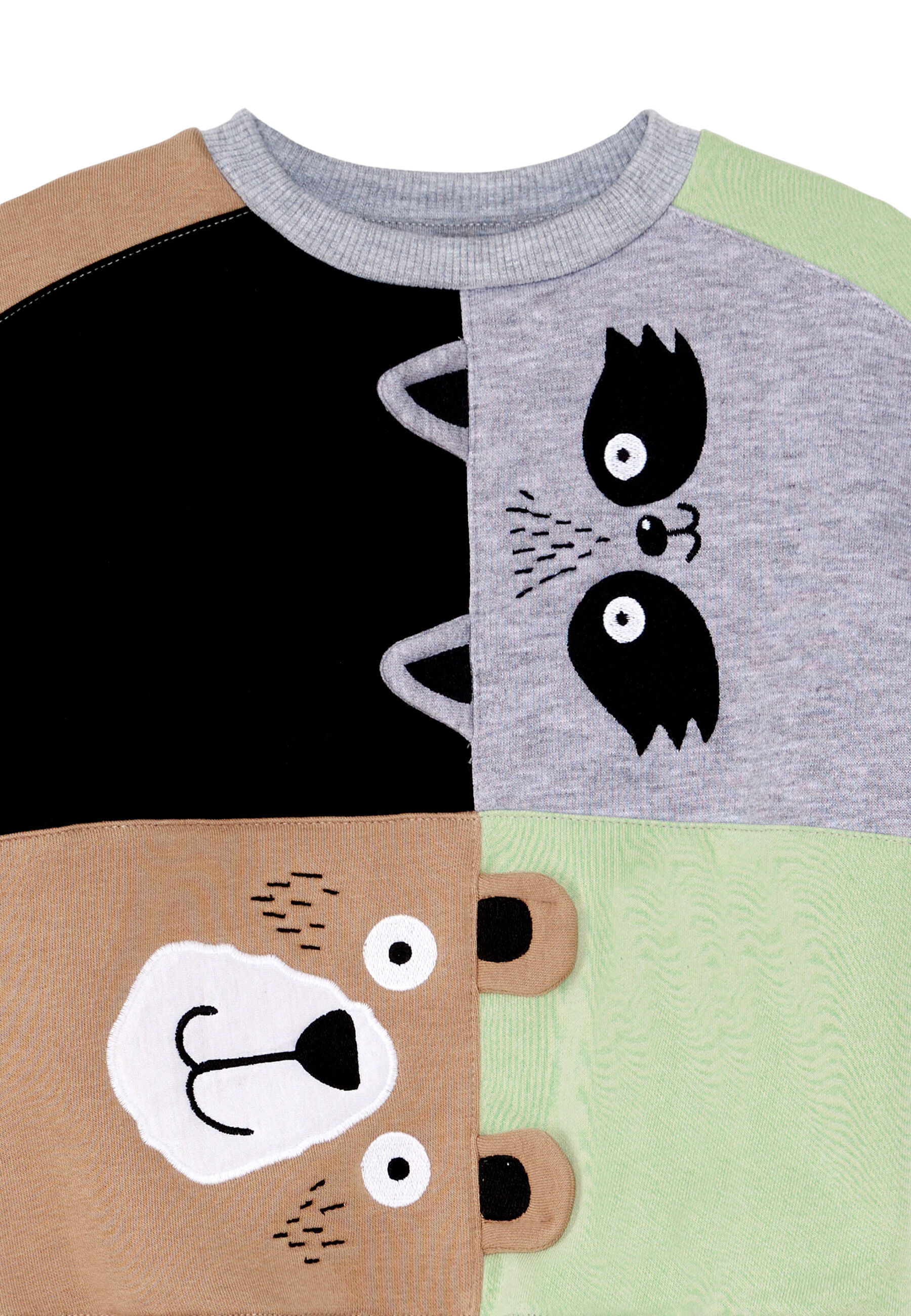 Denokids Rundhalspullover »Raccoon & Bear«, mit Waschbär- und Bär-Applikation