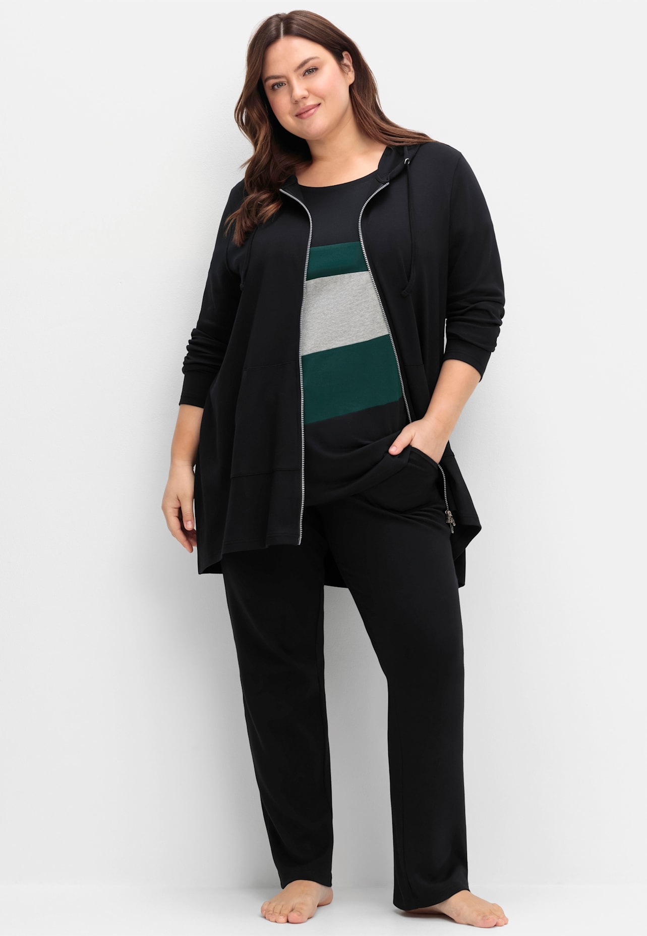 Sheego Shirtjacke "Sweatjacke" 1 Stk. tlg. günstig online kaufen