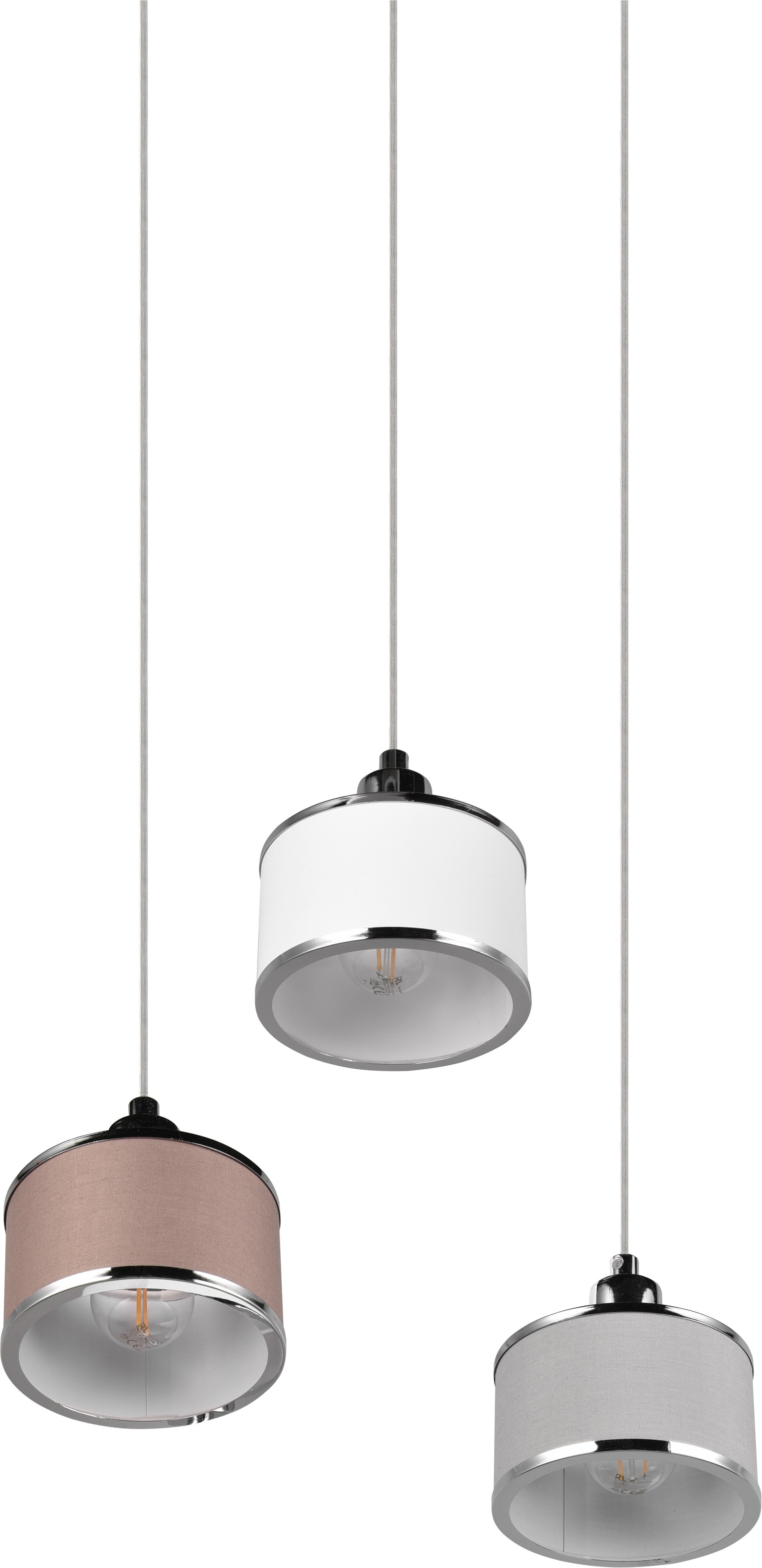 TRIO Leuchten Pendelleuchte »KAPRUN, Hängelampe mit Stoffschirmen, exkl E14, max 28W« E14 1 Stk. warmweiß - kaltweiß Höhe einstellbar bis max 150 cm, Stoffschirme + Metall