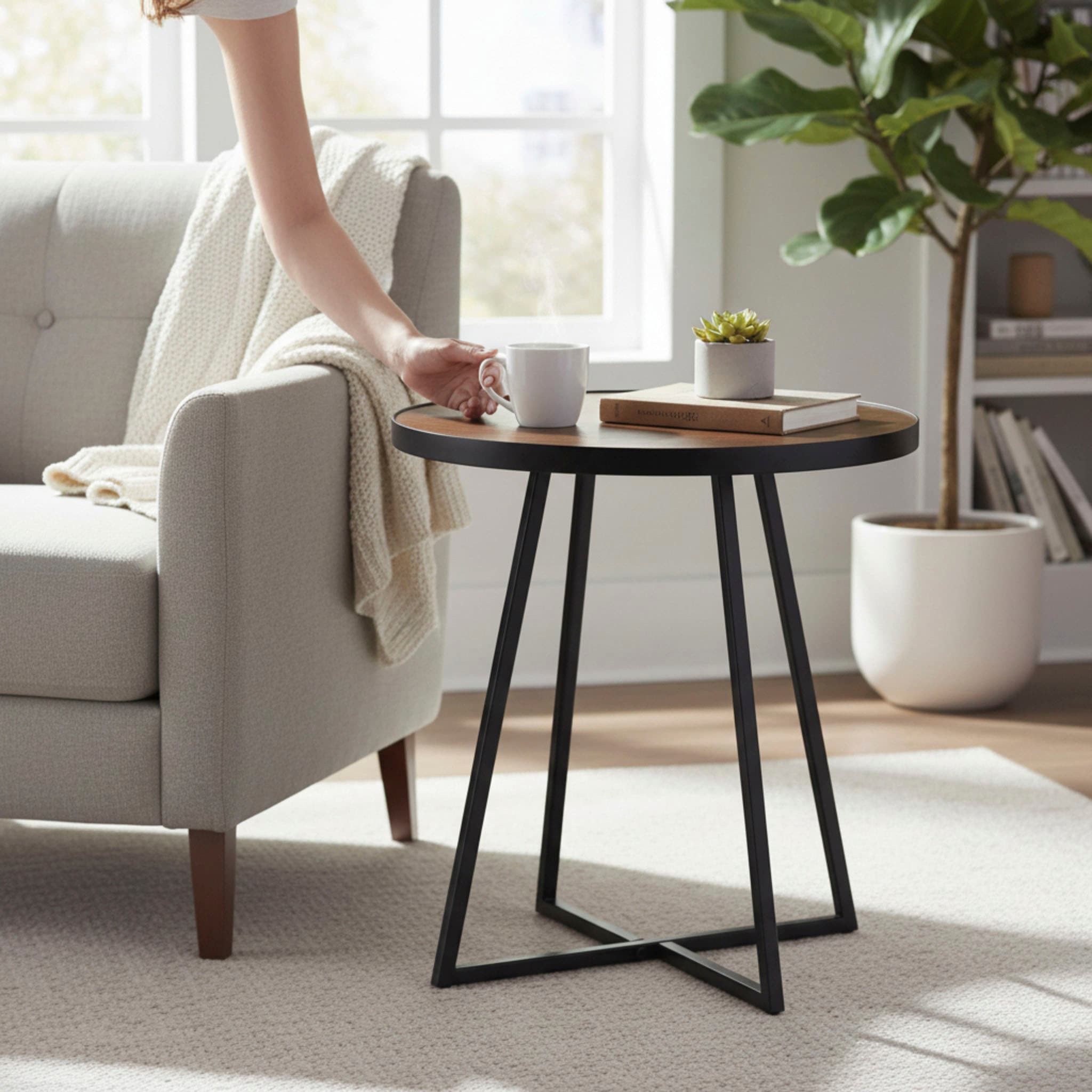 HAKU Beistelltisch »Sofatisch, Wohnzimmertisch« 1 Stk. tlg. rund - aus MDF Braun - Ø/H 48/52 cm
