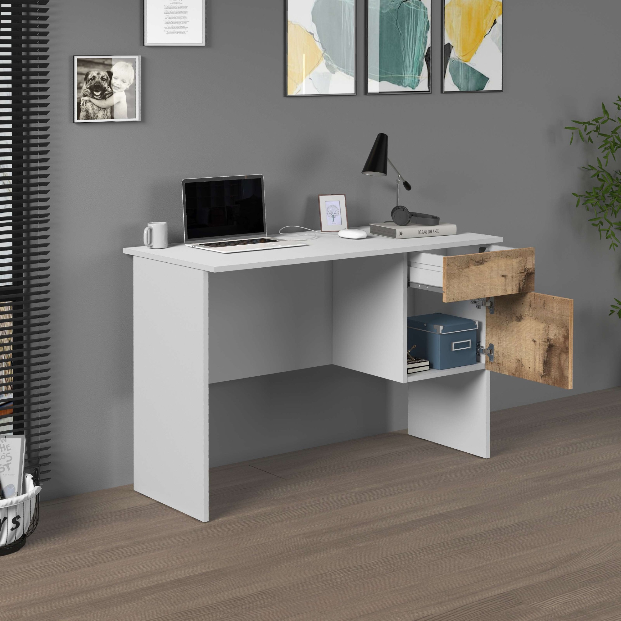INOSIGN Schreibtisch »Coro, kleiner Computertisch, Bürotisch«, mit 1 Tür & 1 Schublade, Breite 110 cm, Made in Italy