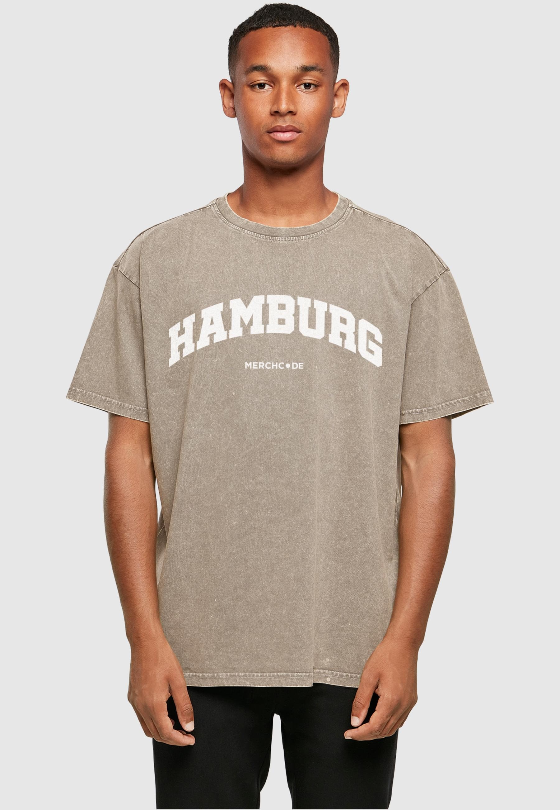Merchcode T-Shirt »Merchcode Herren Hamburg Wording - Acid Washed Oversize Tee« 1 Stk. tlg.