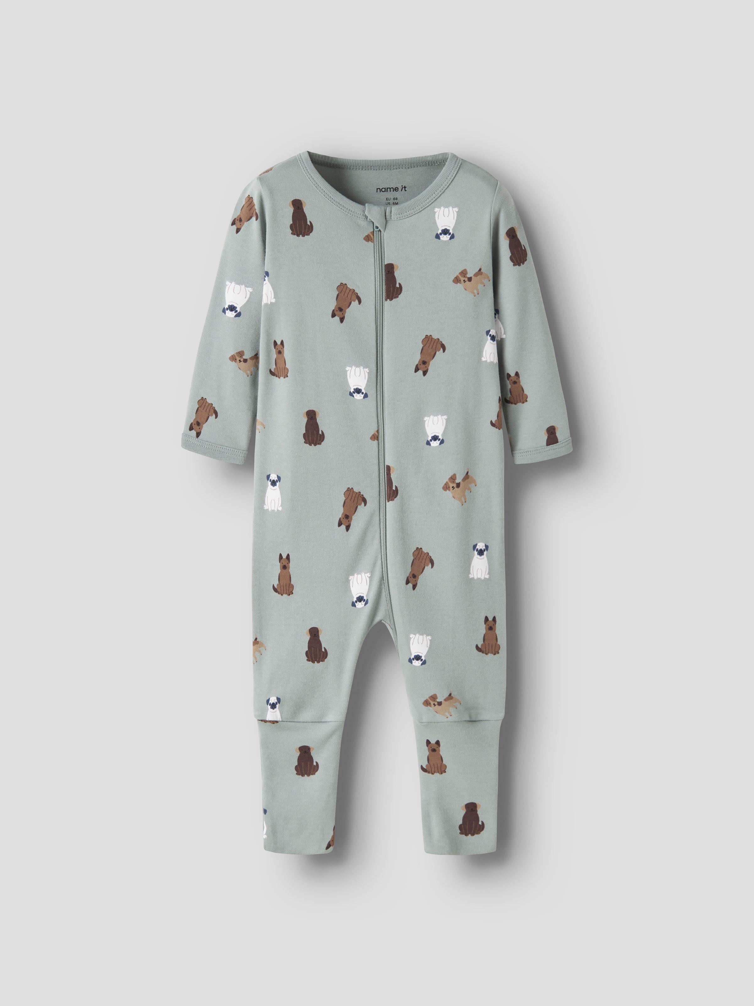 Name It Schlafanzug »NBMNIGHTSUIT 2P ZIP FF DOG NOOS« Packung, 2 aus Baumwolle und Jersey, lockere Passform, mit Säumen zum Umschlagen