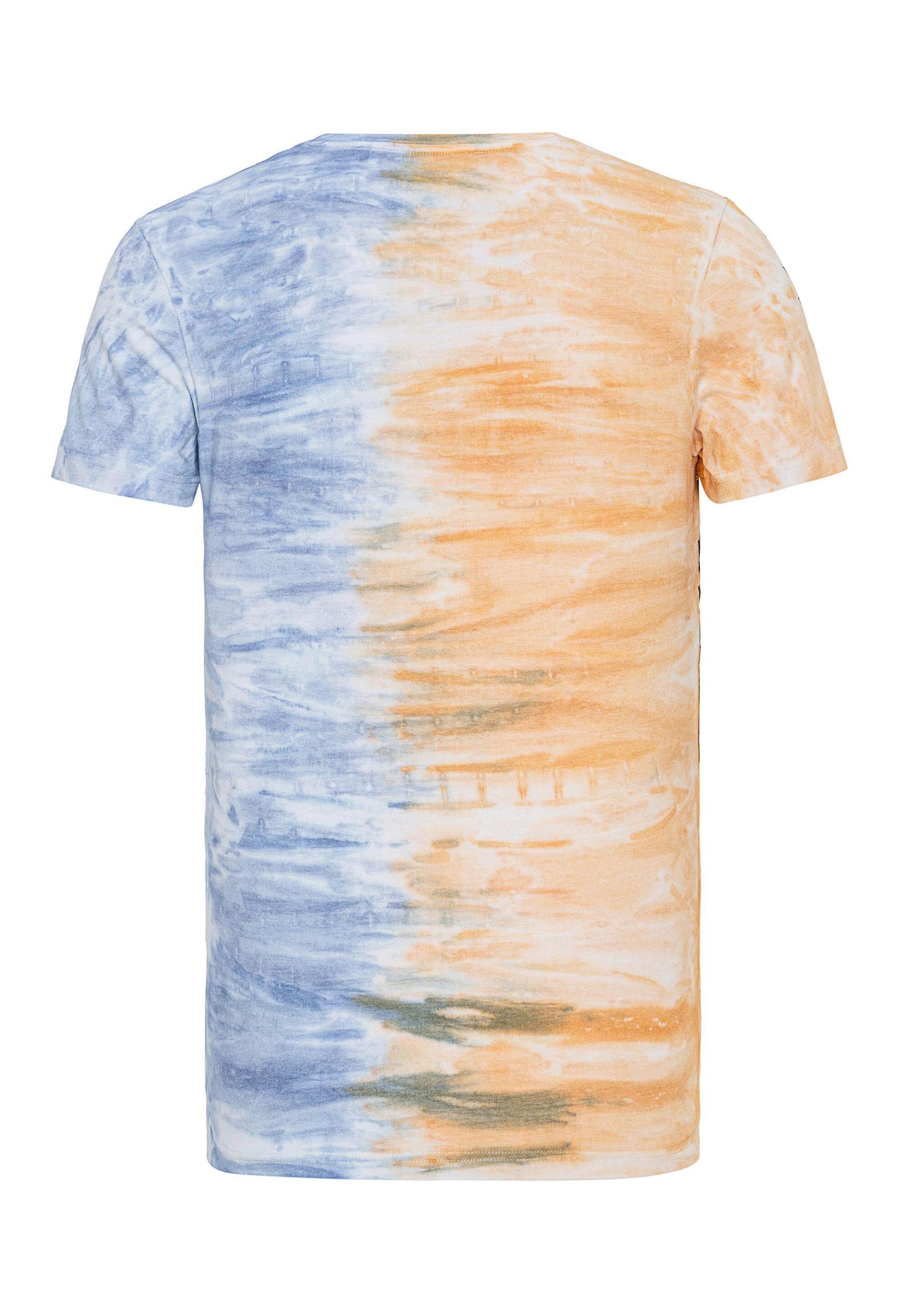 Cipo & Baxx T-Shirt »T-Shirt«, im Batik-Look mit Print auf Front und Rücken