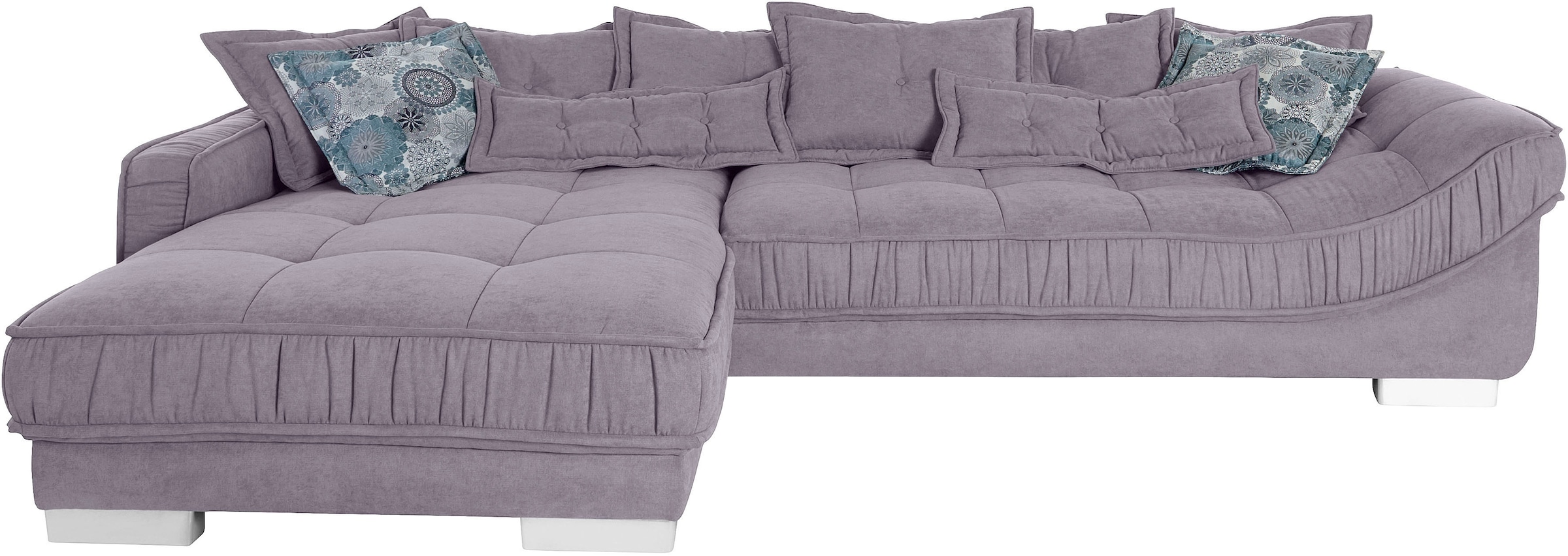 INOSIGN Ecksofa »Diwan L-Form«, für bis zu 140 kg pro Sitzfläche, mit vielen Kissen und Faltenwurf