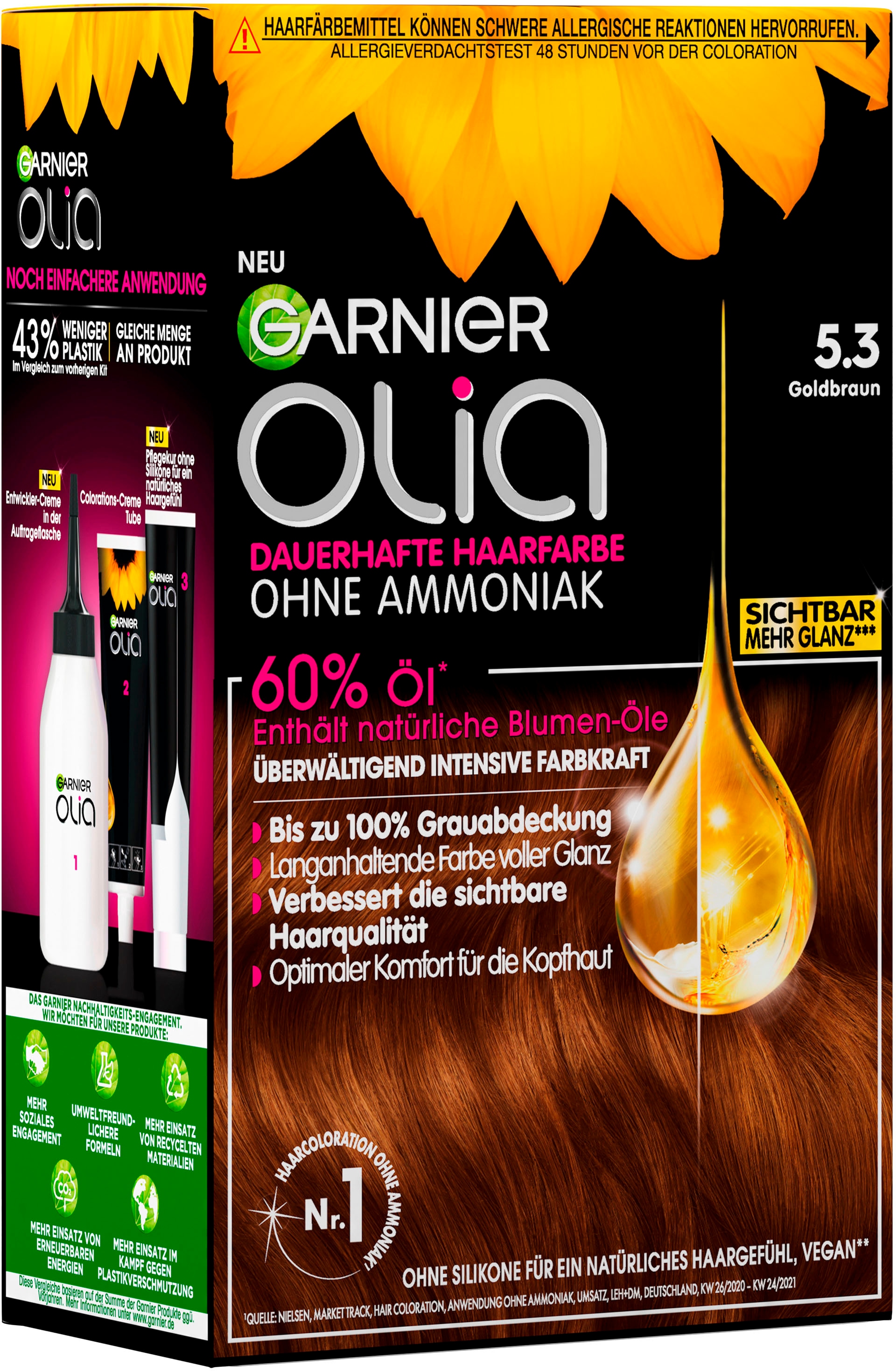 (Set, »Garnier Ölbasis Coloration 3 dauerhafte Olia Haarfarbe«, | GARNIER BAUR tlg.),