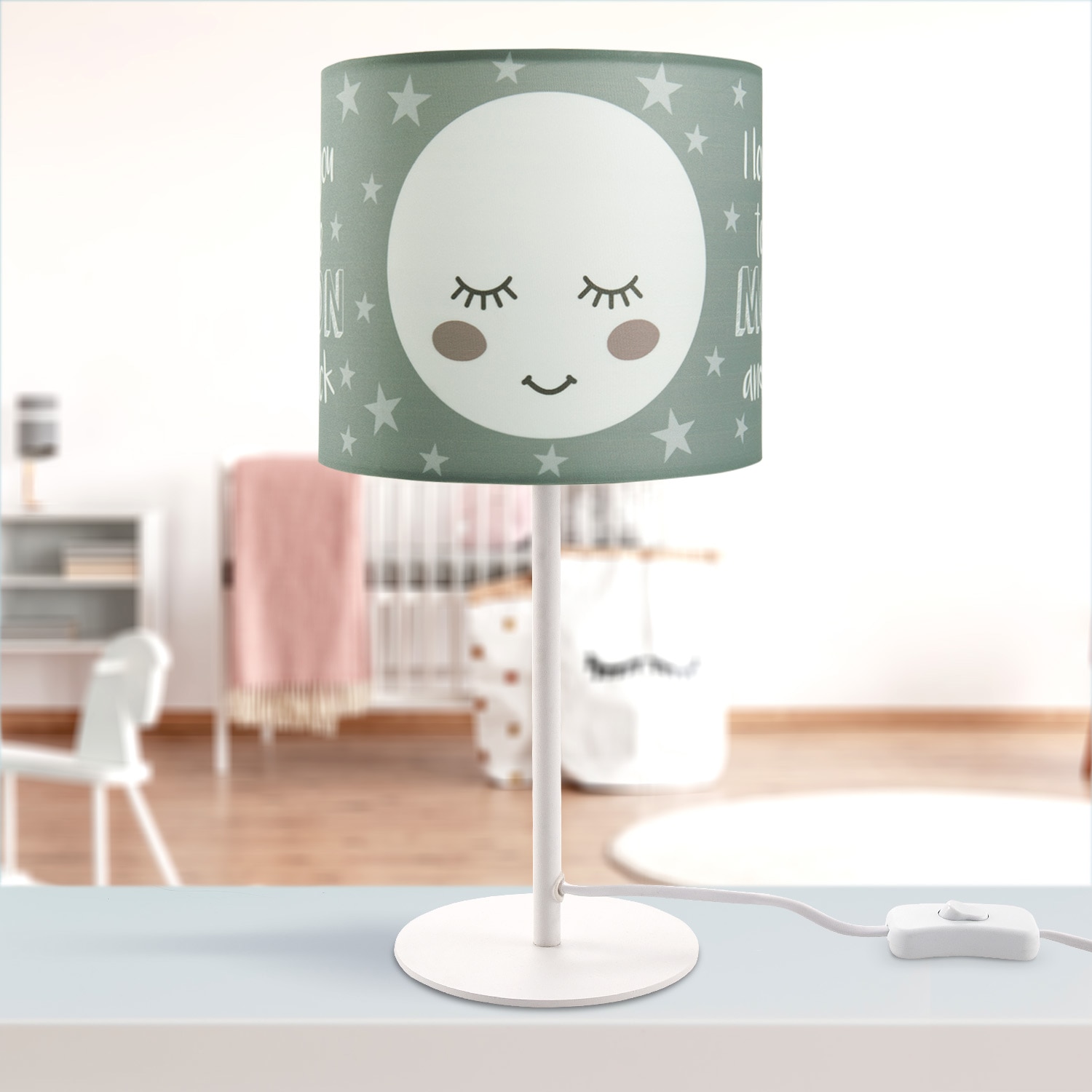 Paco Home Tischleuchte »Aleyna 103«, 1 flammig-flammig, Kinderlampe LED Kinderzimmer Lampe mit Mond-Motiv, Tischleuchte E14