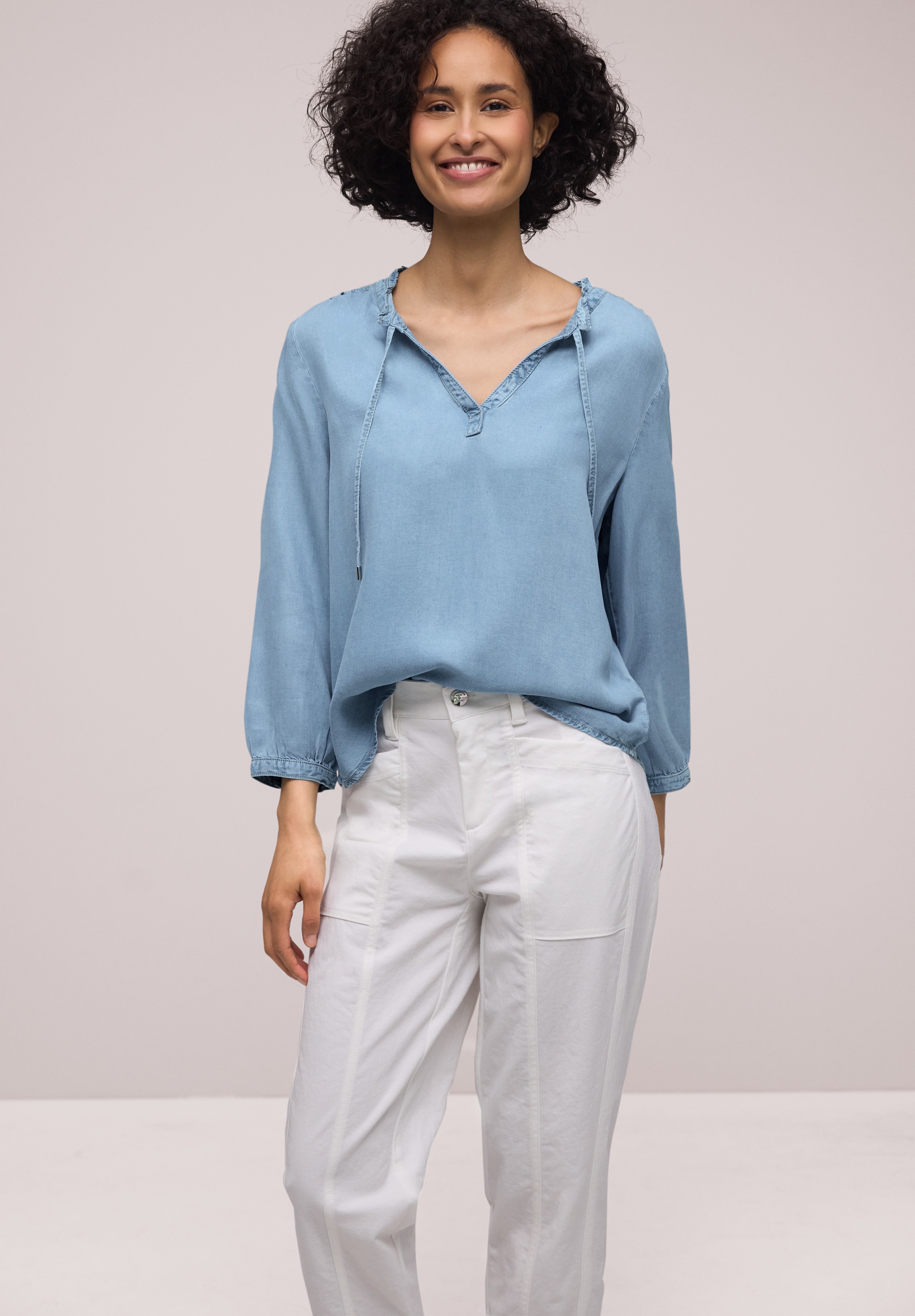 STREET ONE Jeansbluse in Denim-Optik