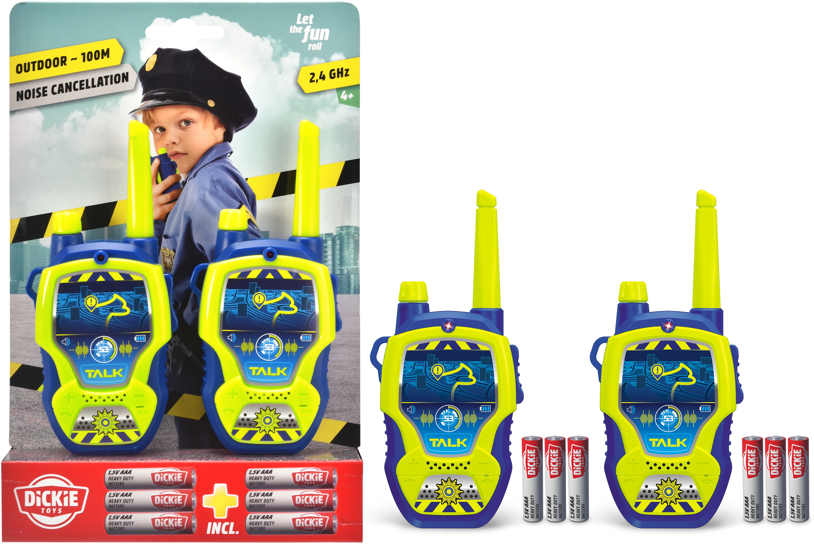 DICKIE TOYS Kinder Walkie Talkie "Police", blau, Kunststoff, B:3cm H:16cm L:7,5cm, Funkgeräte