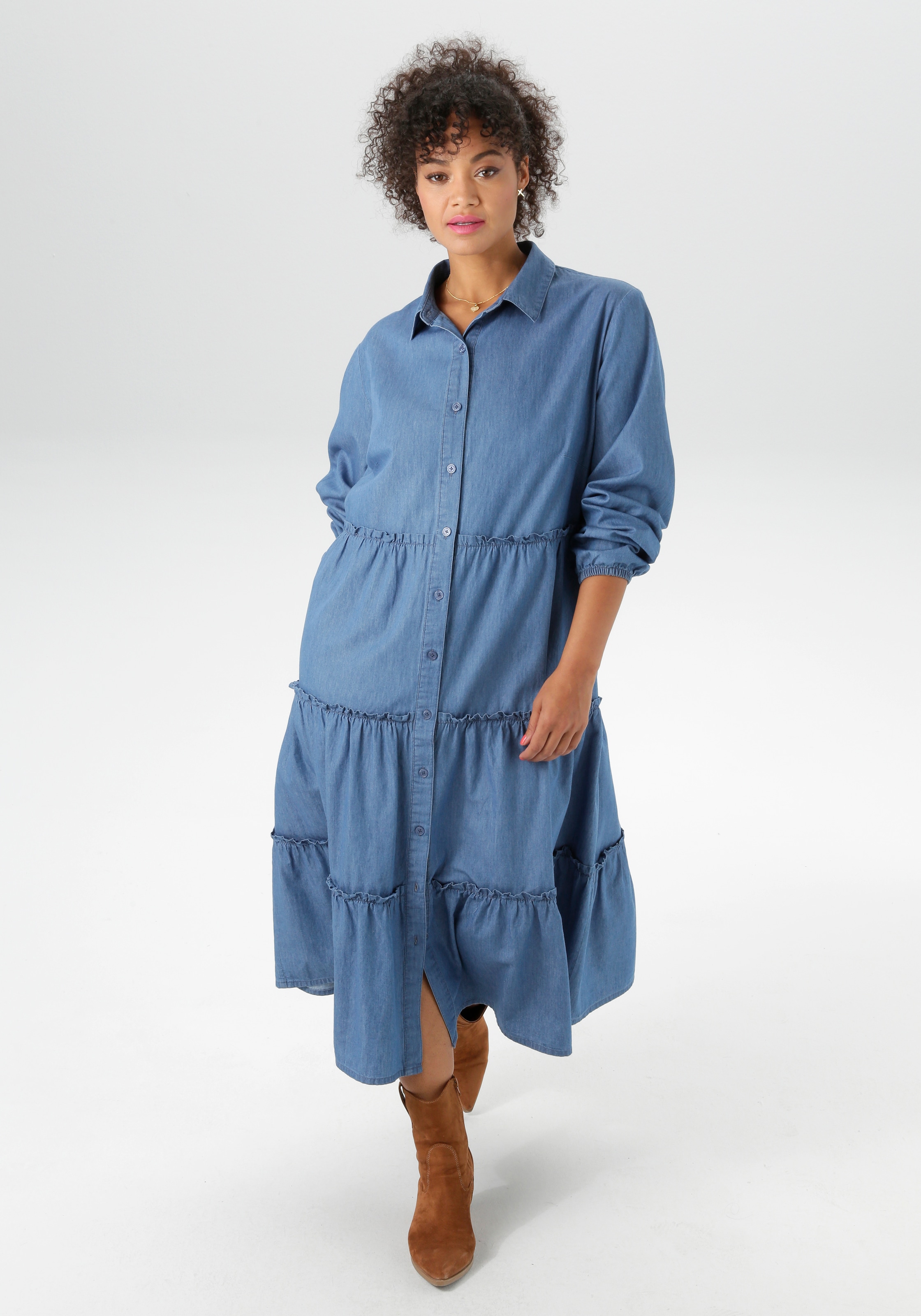 Aniston PLUS Jeanskleid, in Denimqualität - NEUE KOLLEKTION günstig online kaufen