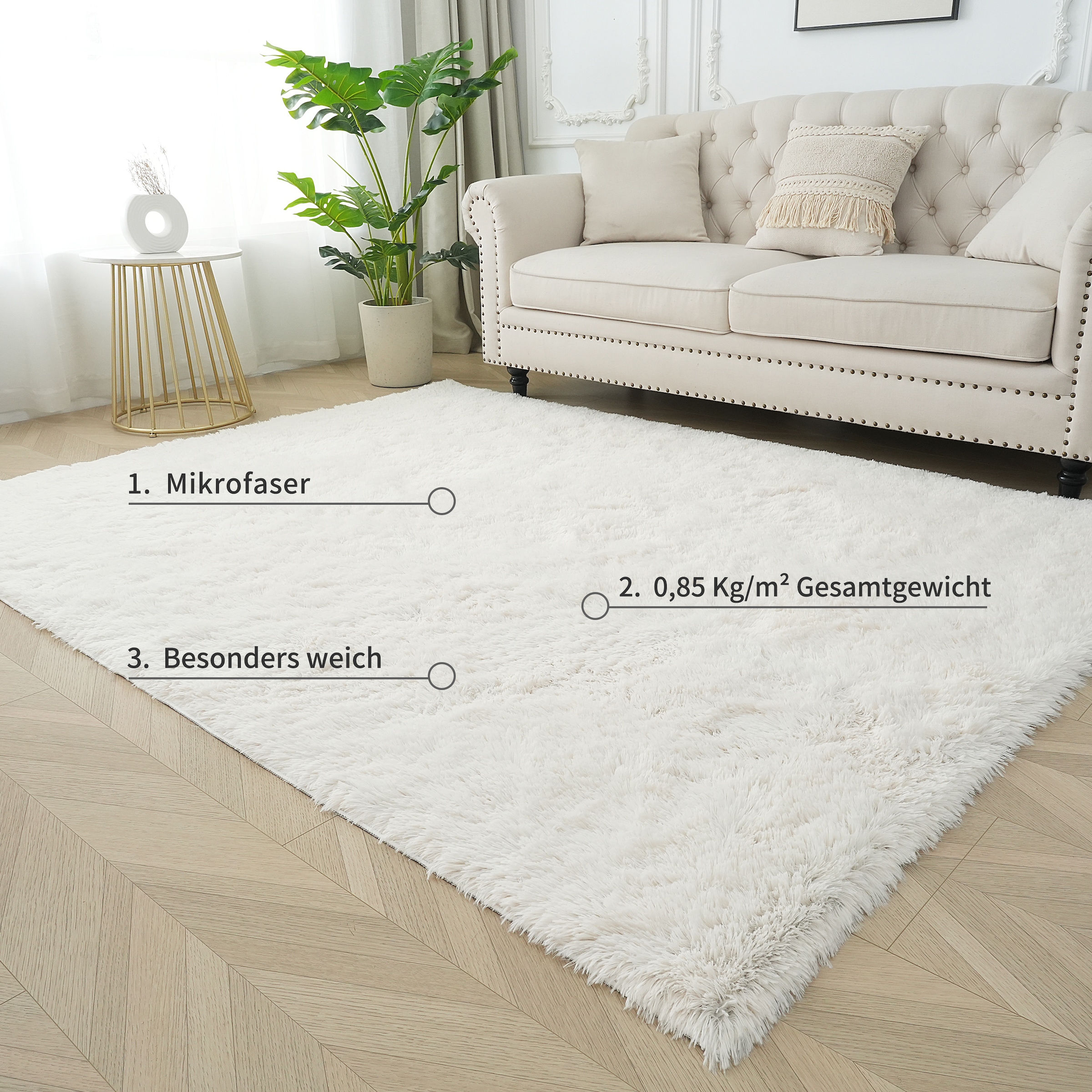 my home Hochflor-Teppich »Leava, besonders weich und kuschelig, leichter Glanz«, rechteckig, 37 mm Höhe, uni, Mikrofaser Teppiche, Wohnzimmer, Schlafzimmer, Esszimmer