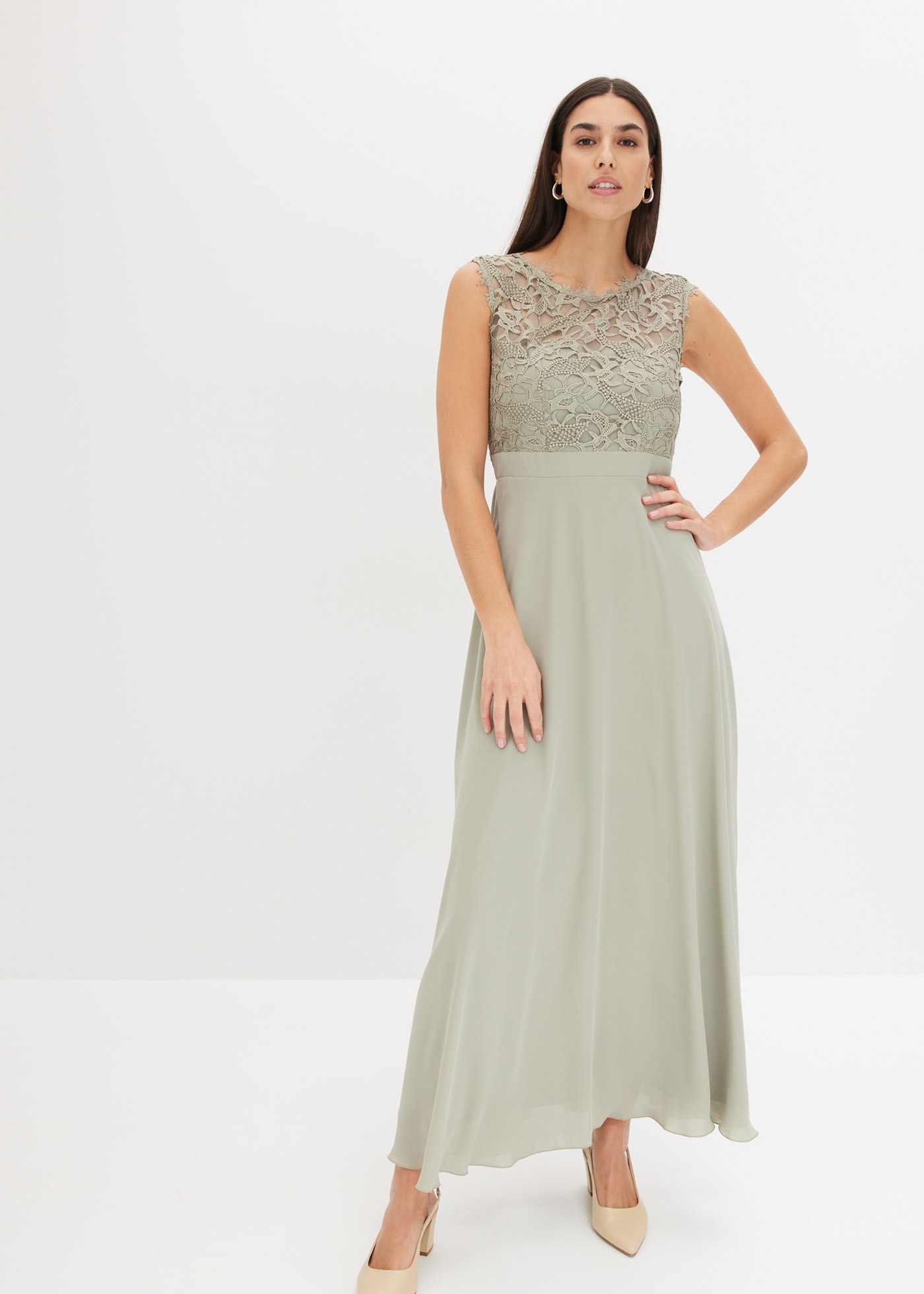 bonprix "Maxikleid mit Spitze" für festliche Anlässe, vollständig gefüttert, taillierte Passform