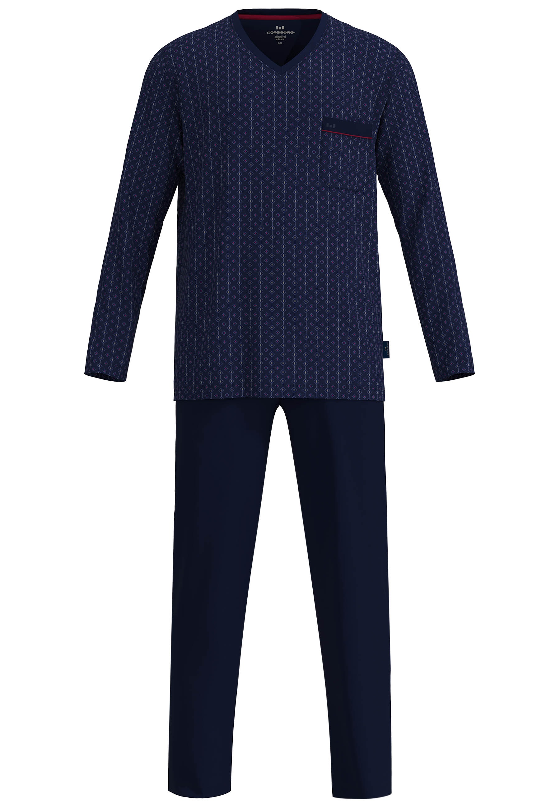 GÖTZBURG Schlafanzug "Kos" 2 Stk. tlg., mit Brusttasche, V-Ausschnitt und l günstig online kaufen