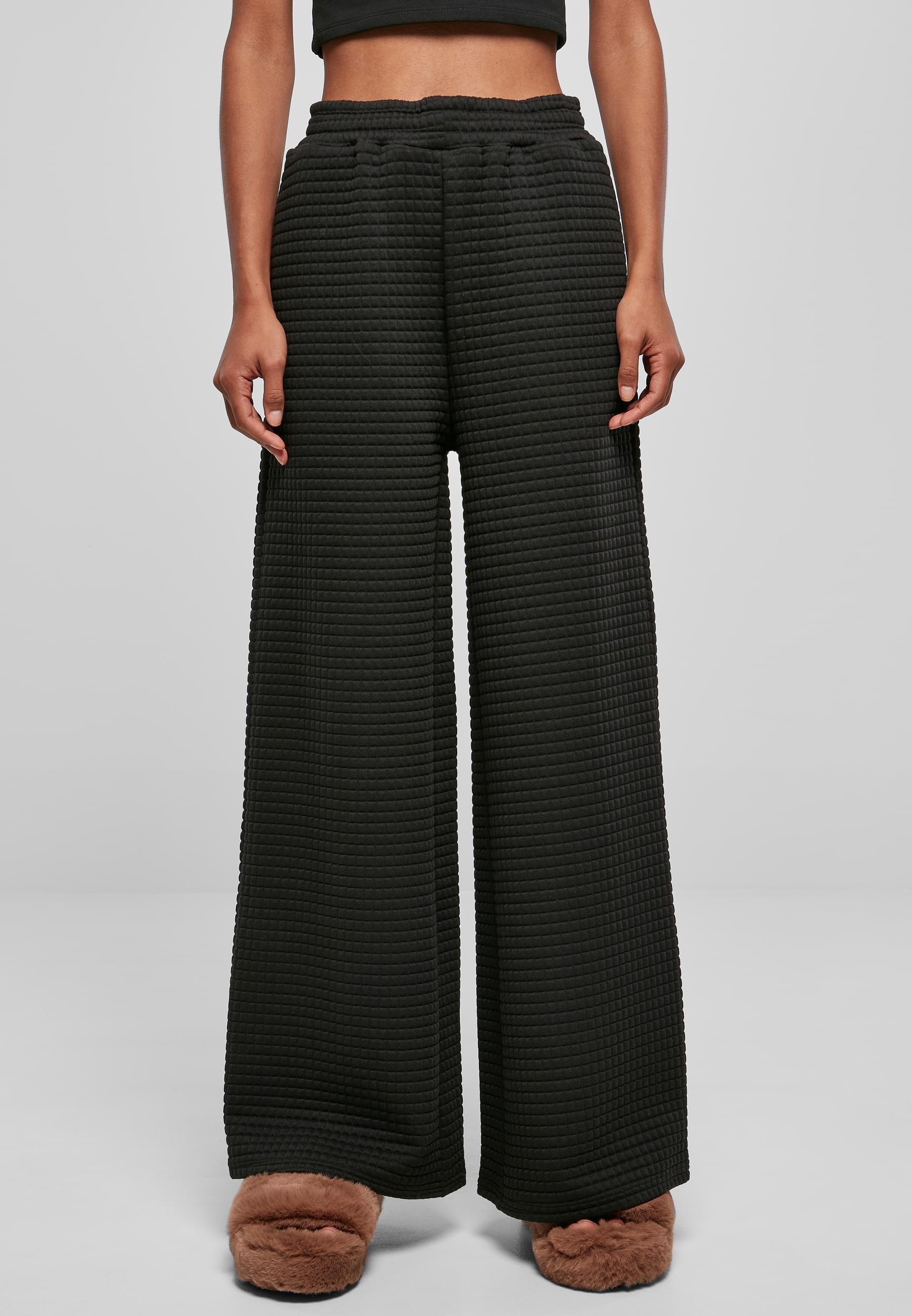 URBAN CLASSICS Stoffhose »Urban Classics Damen Ladies Quilte Wide Leg Sweat Pants«, (1 tlg.)