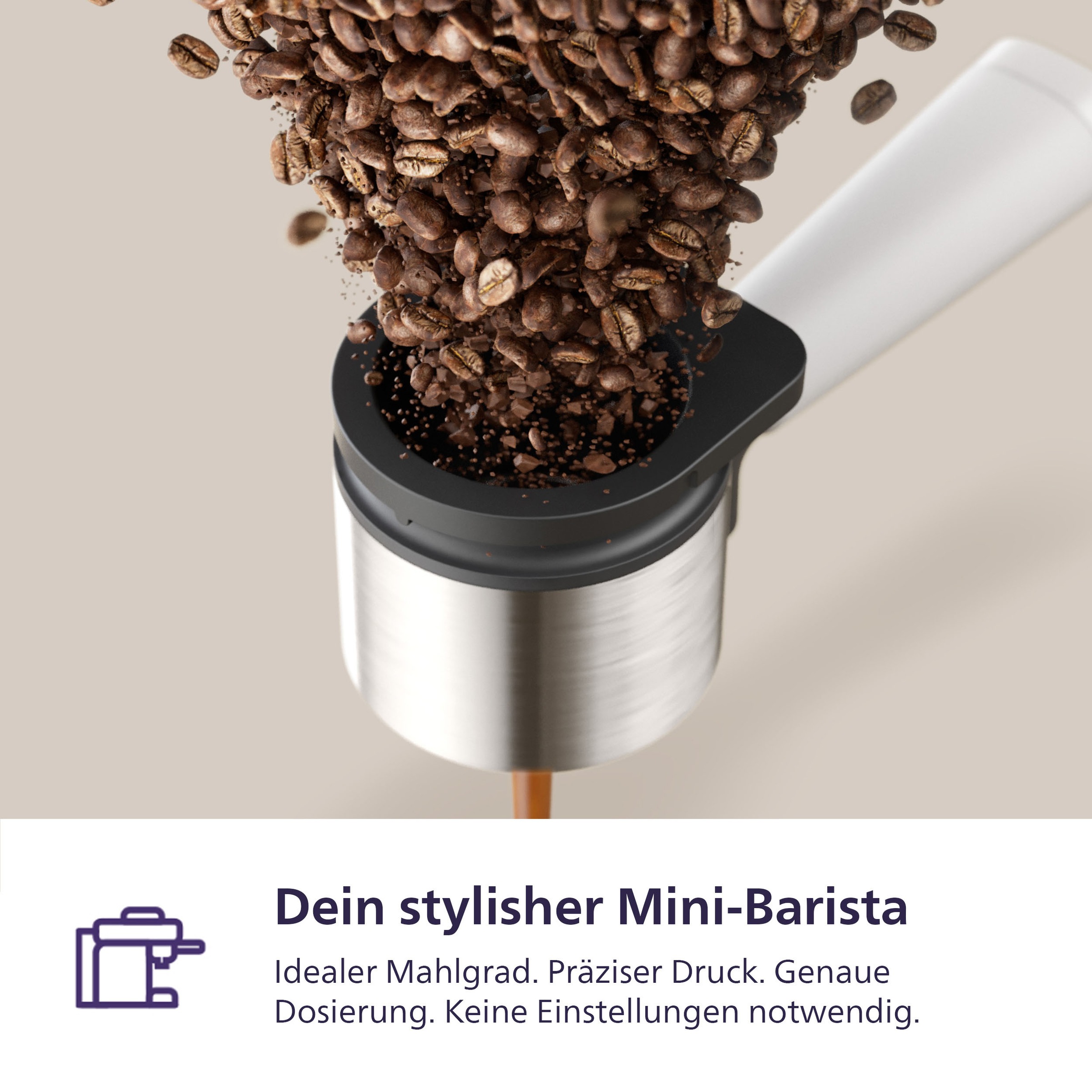 PHILIPS baristina Espressomaschine »mit Bean swap BAR320/00 mit Mahlwerk für ganze Bohnen« Doppelter Bohnenbehälter, 16 bar Pumpendruck, Naturweiß​