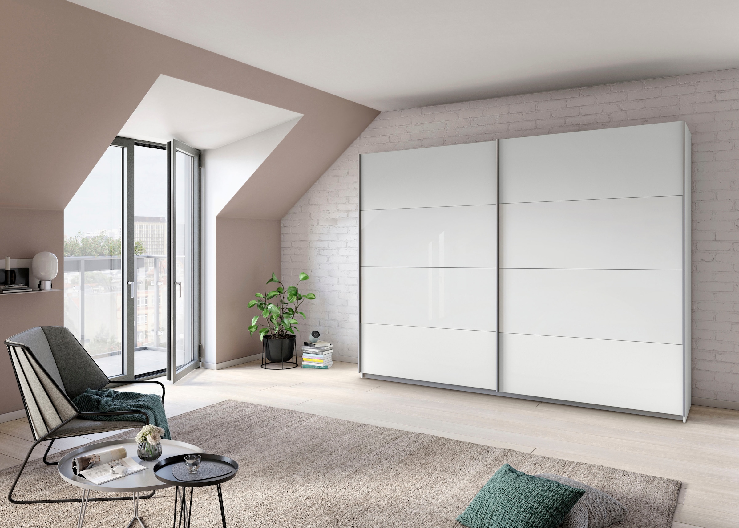 rauch Schwebetürenschrank »Quadra Bestseller Schlafzimmerschrank in vielen Breiten«, Kleiderschrank Garderobenschrank Schrank mit Glaselementen