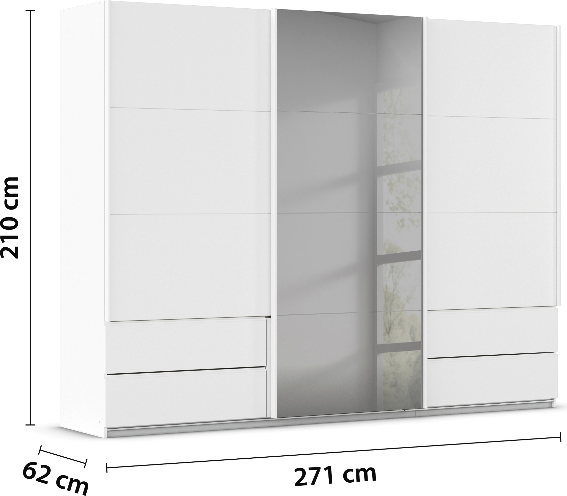 rauch Schwebetürenschrank »Kleiderschrank Schrank Garderobe ELARA Glastür/Grauspiegel«, praktische Schubladen optional farblich abgesetzt MADE IN GERMANY