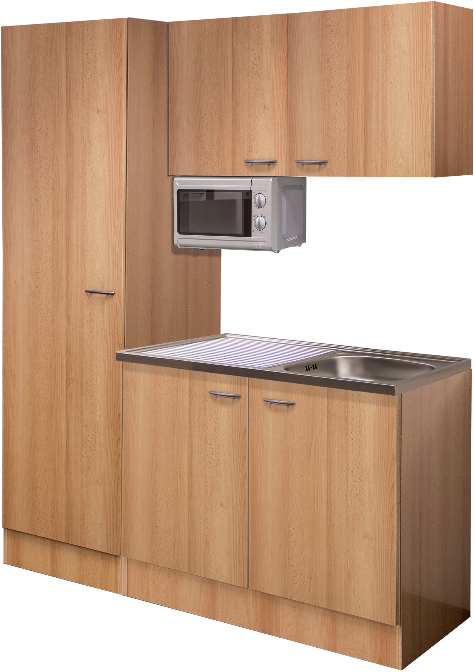 Flex-Well Küche »Nano«, Gesamtbreite 150 cm, mit großem Vorratsschrank und Mikrowelle etc.