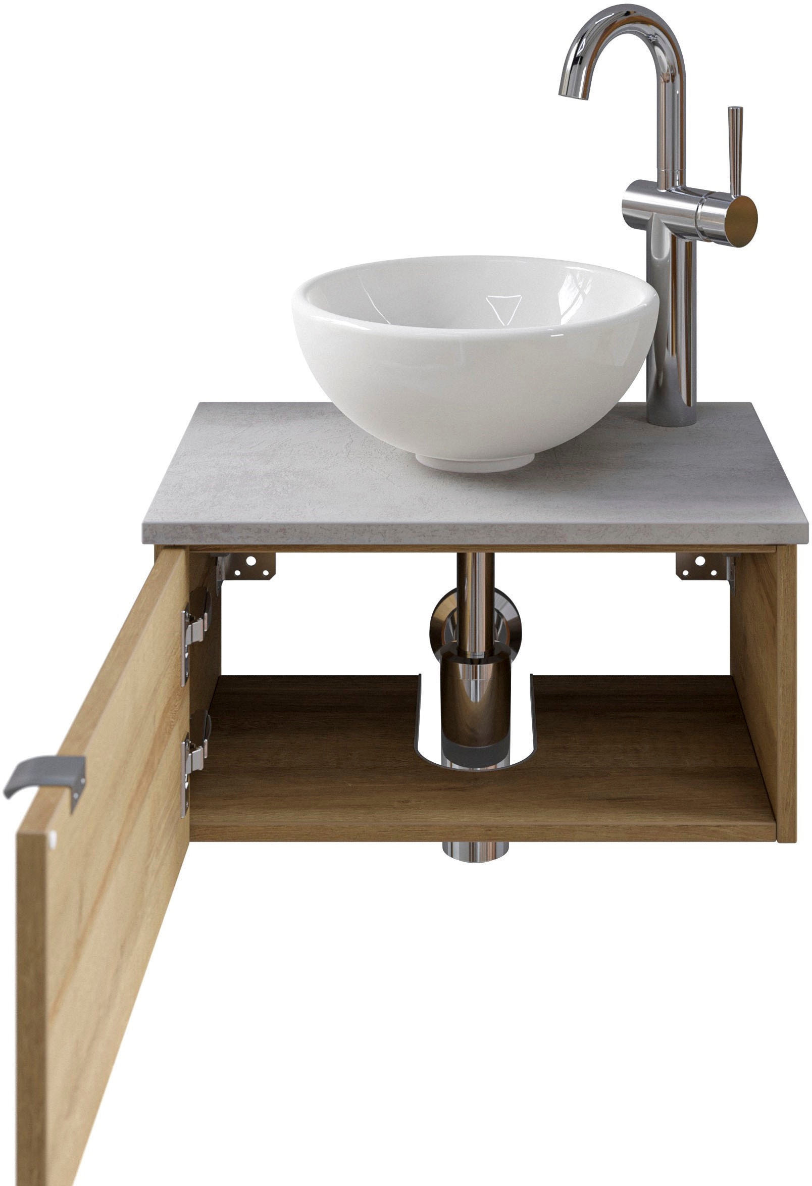 Saphir Waschtisch »Serie 6915 Waschschale mit Unterschrank für Gästebad, Gäste WC«, 51 cm breit, 1 Tür, Waschtischplatte, kleine Bäder, ohne Armatur