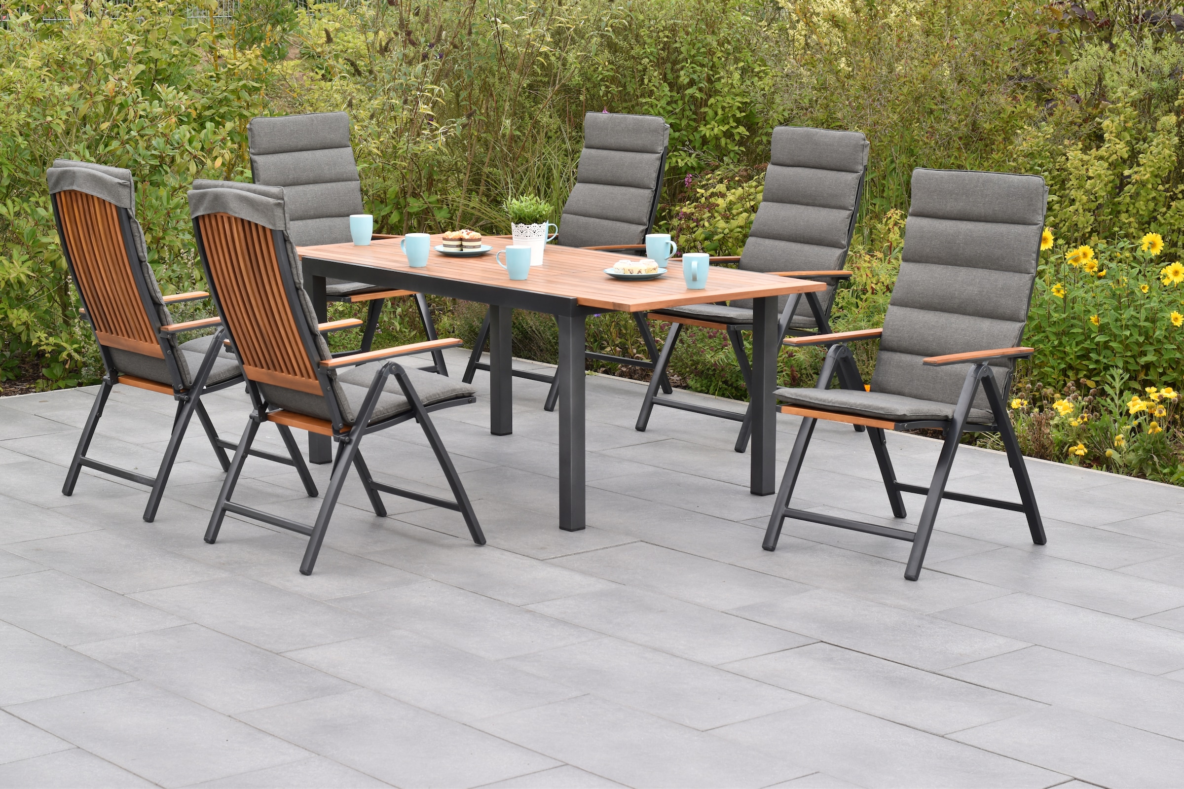 MERXX Garten-Essgruppe ""Athos"" Set, Inkl. Auflagen, 5-fach verstellbare R günstig online kaufen