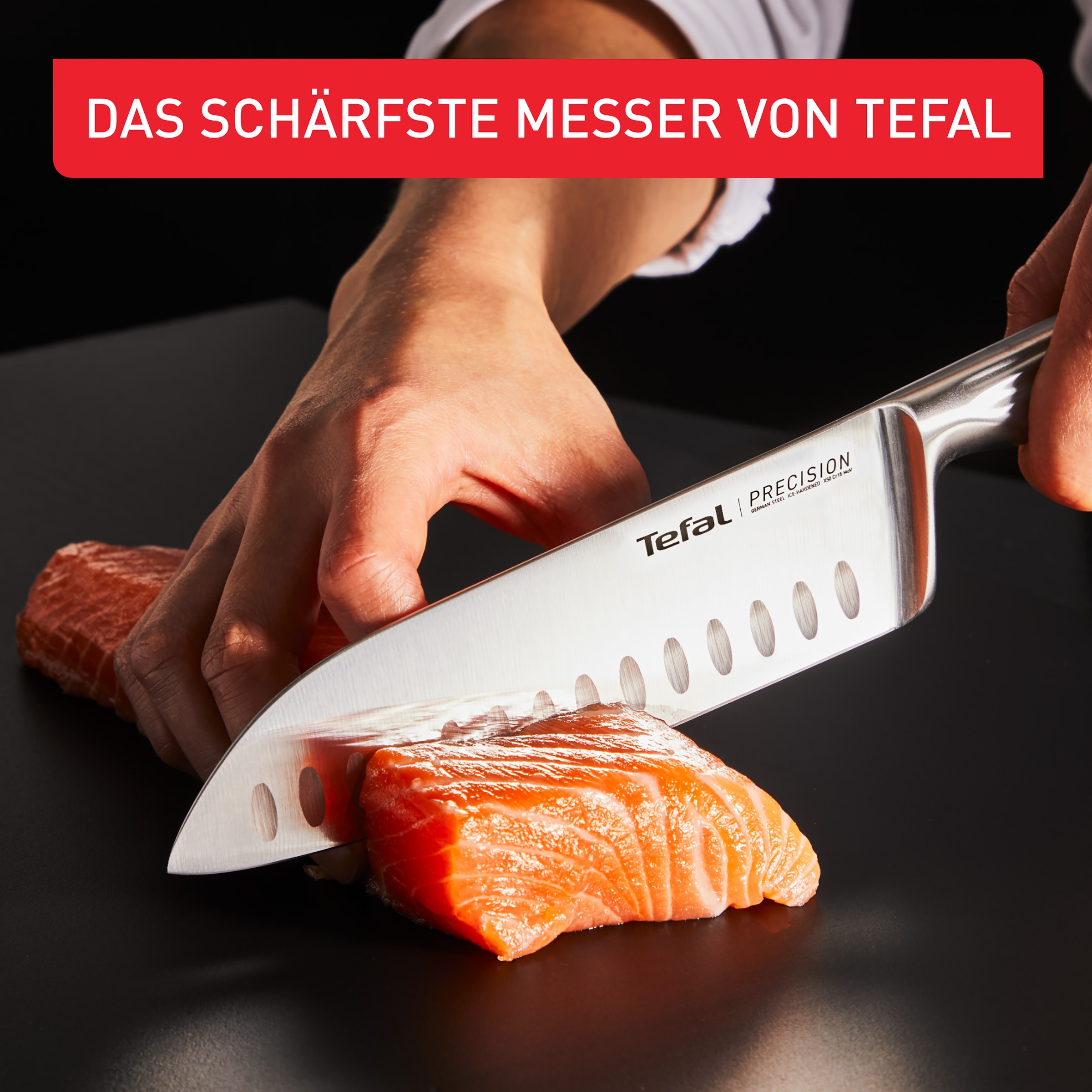 Tefal Santokumesser »Precision« 16,5 cm, 22°-Klingenwinkel, Eishärtungstechnologie, Wellenmuster
