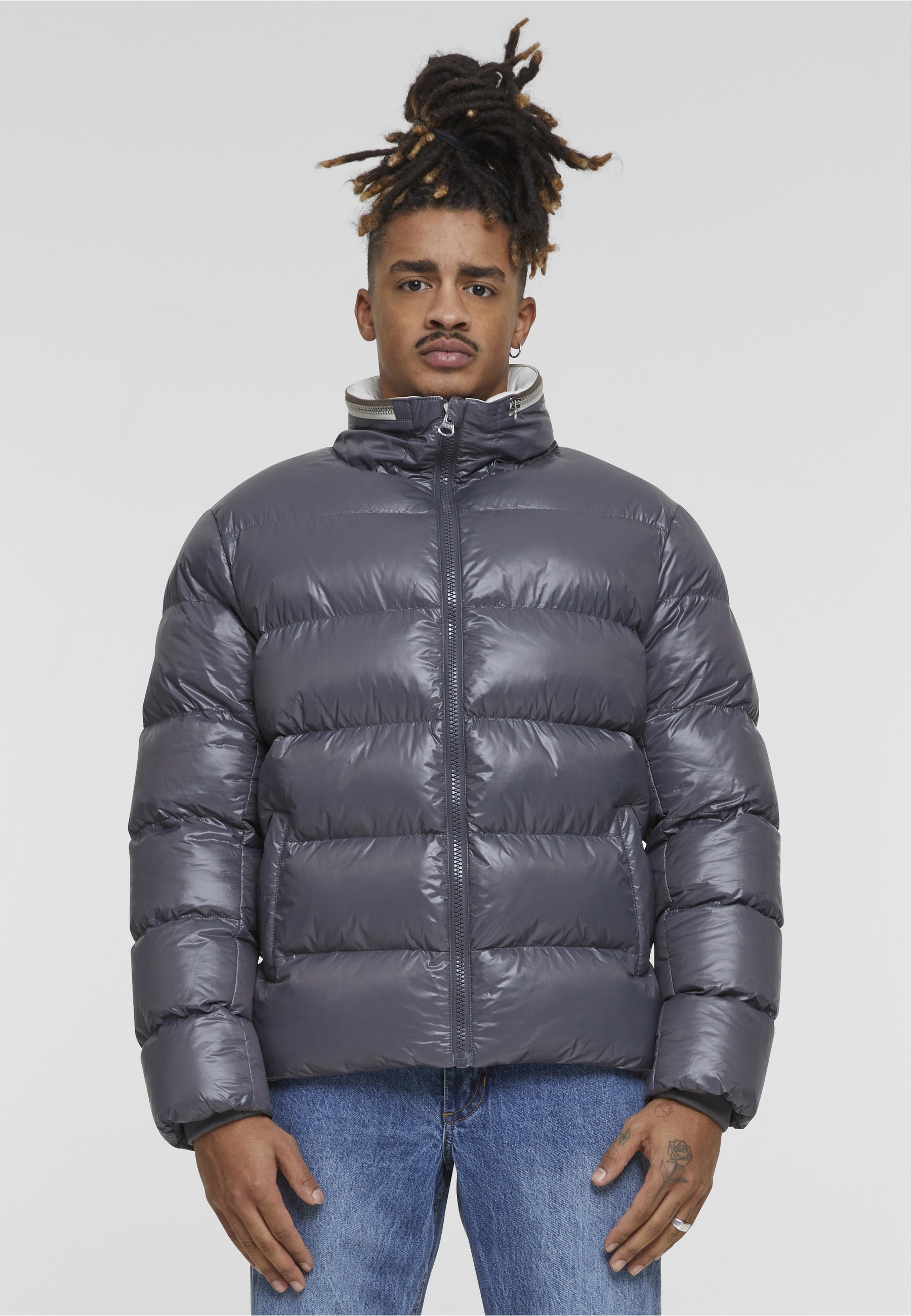 URBAN CLASSICS Winterjacke »Urban Classics Recycled Zip neck Puffer Jacket« 1 Stk. tlg. ohne Kapuze